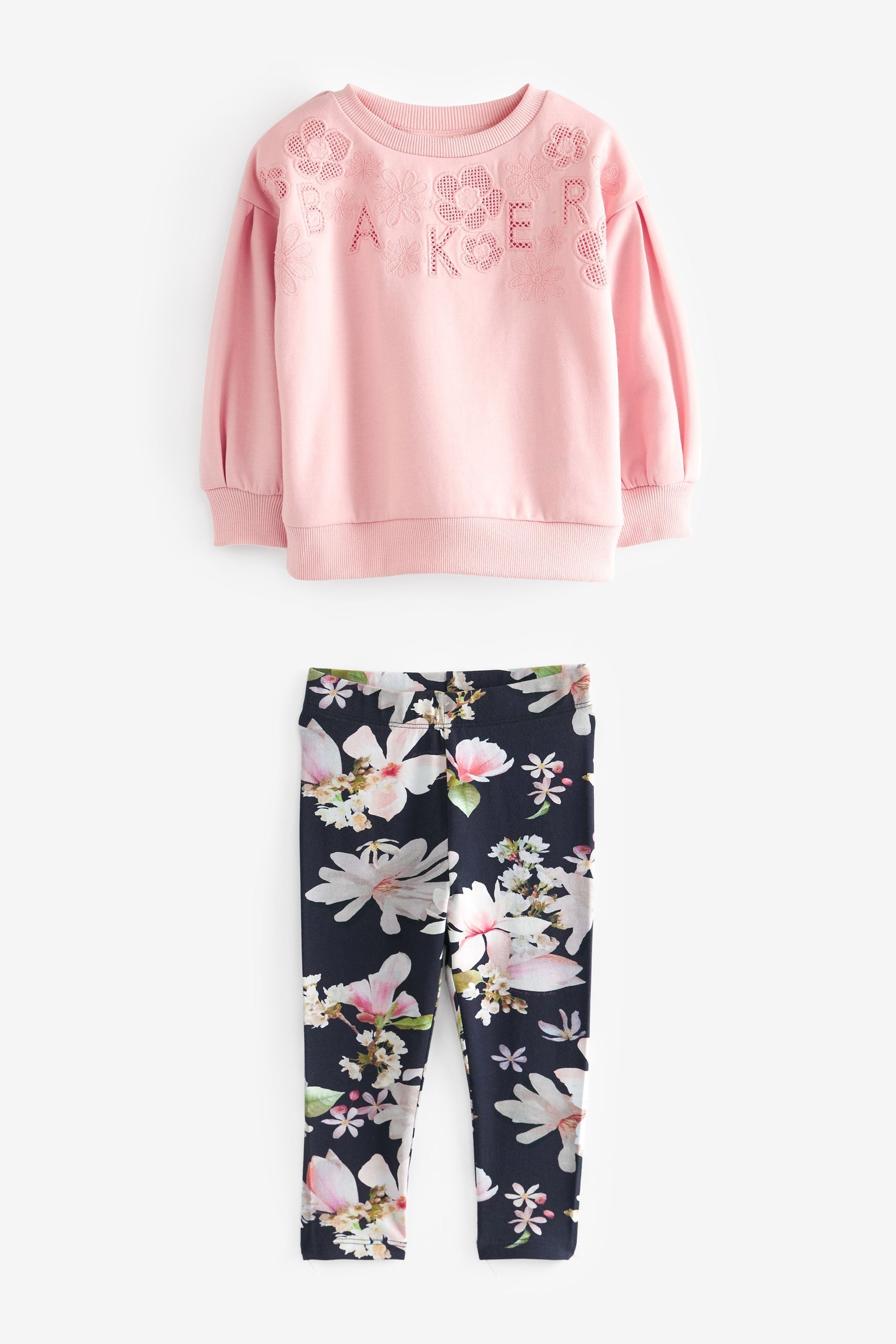 Pink Baker by Ted Baker Pink Legging and Embroidered Sweater Set