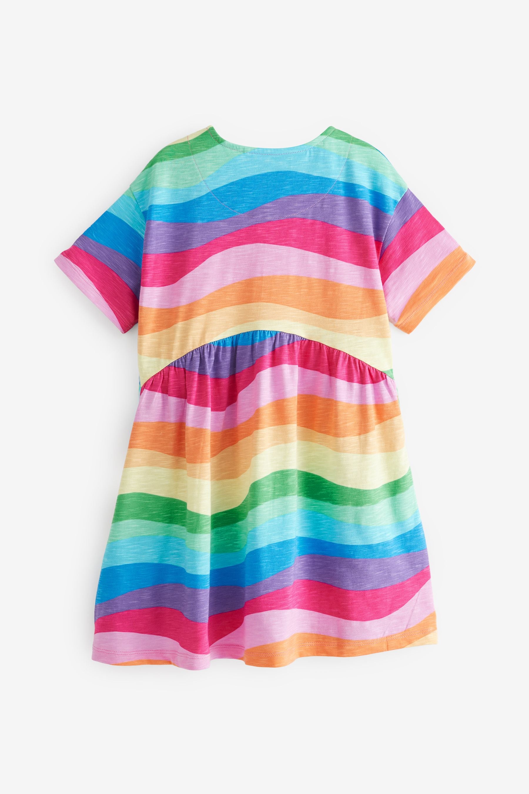 Pink/Blue/Purple/Green Rainbow Short Sleeve Jersey Dress (3-16yrs)