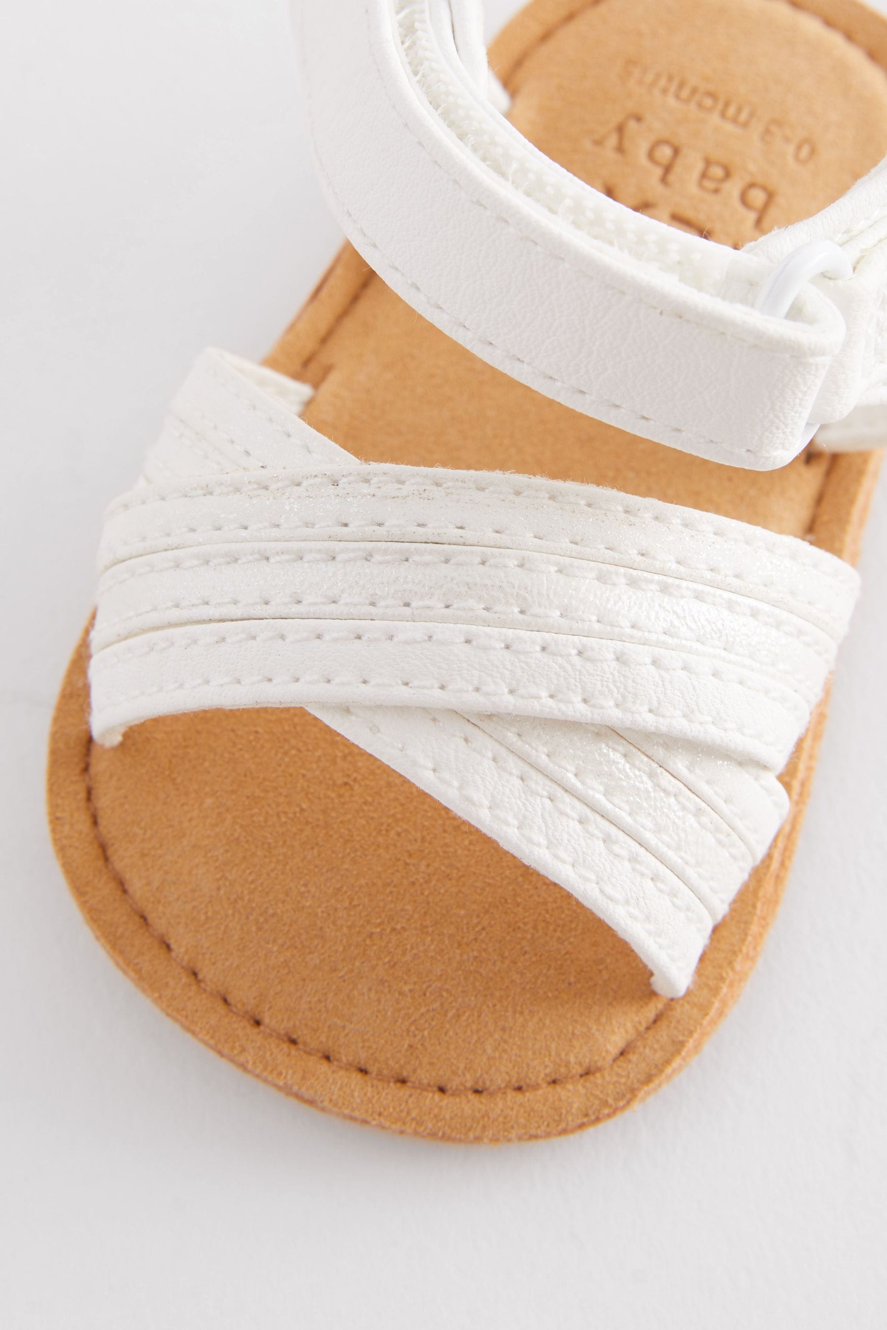 White Cross Strap Baby Sandals (0-24mths)