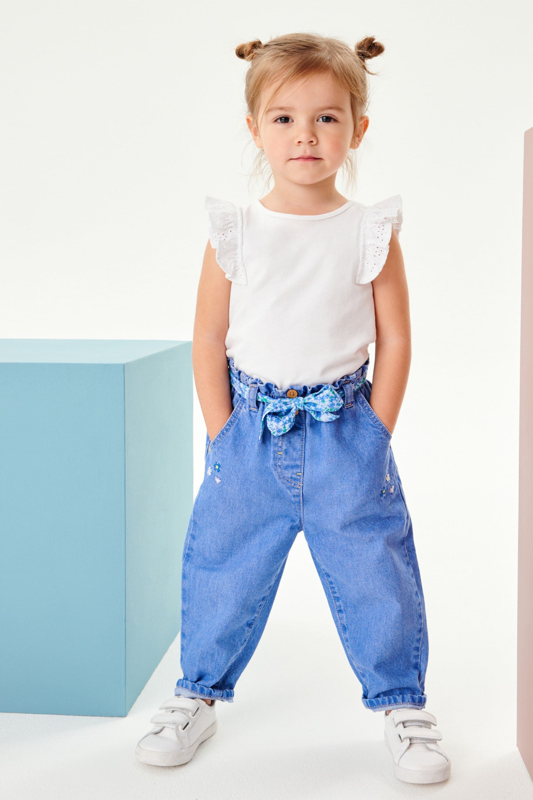 Bright Blue Pull-On Tie Belt Jeans (3mths-7yrs)