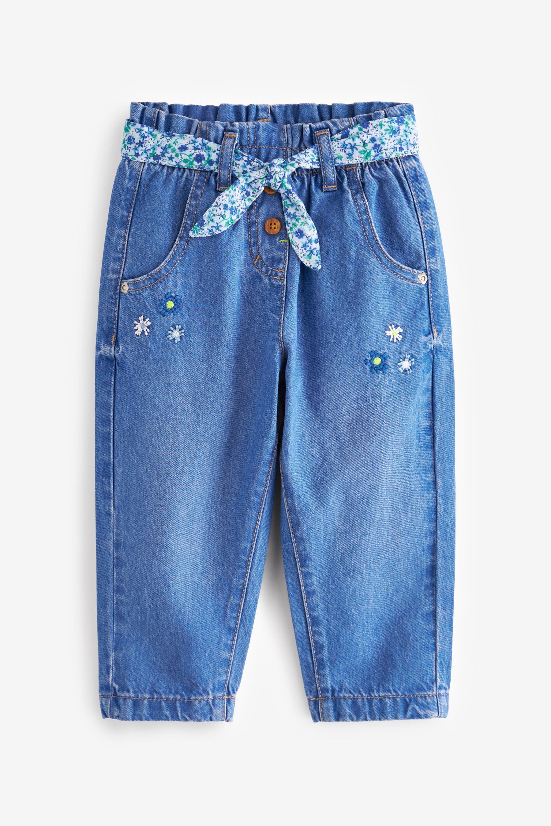 Bright Blue Pull-On Tie Belt Jeans (3mths-7yrs)