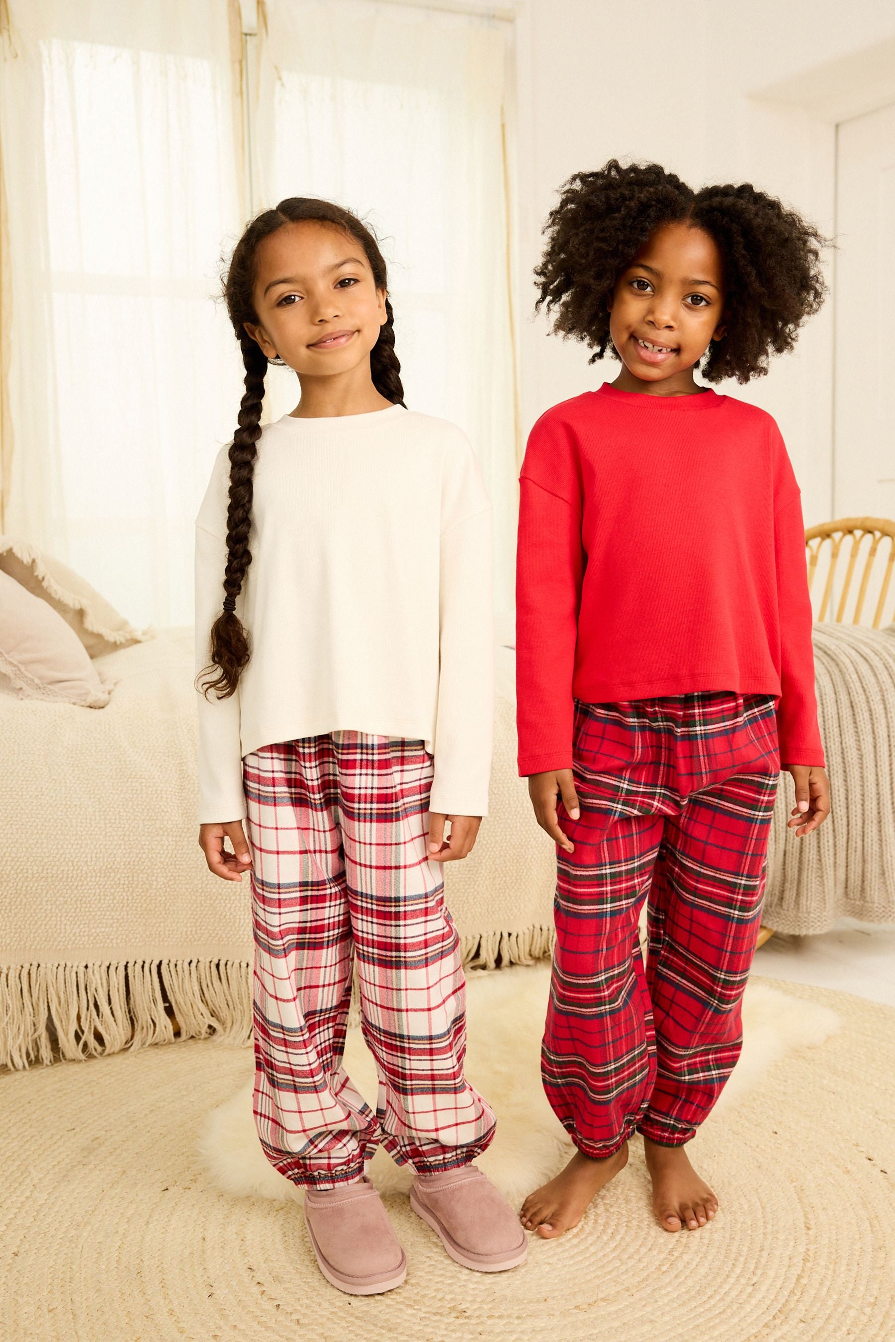 Red/Ecru Woven Check Pyjamas 2 Packs (3-16yrs)