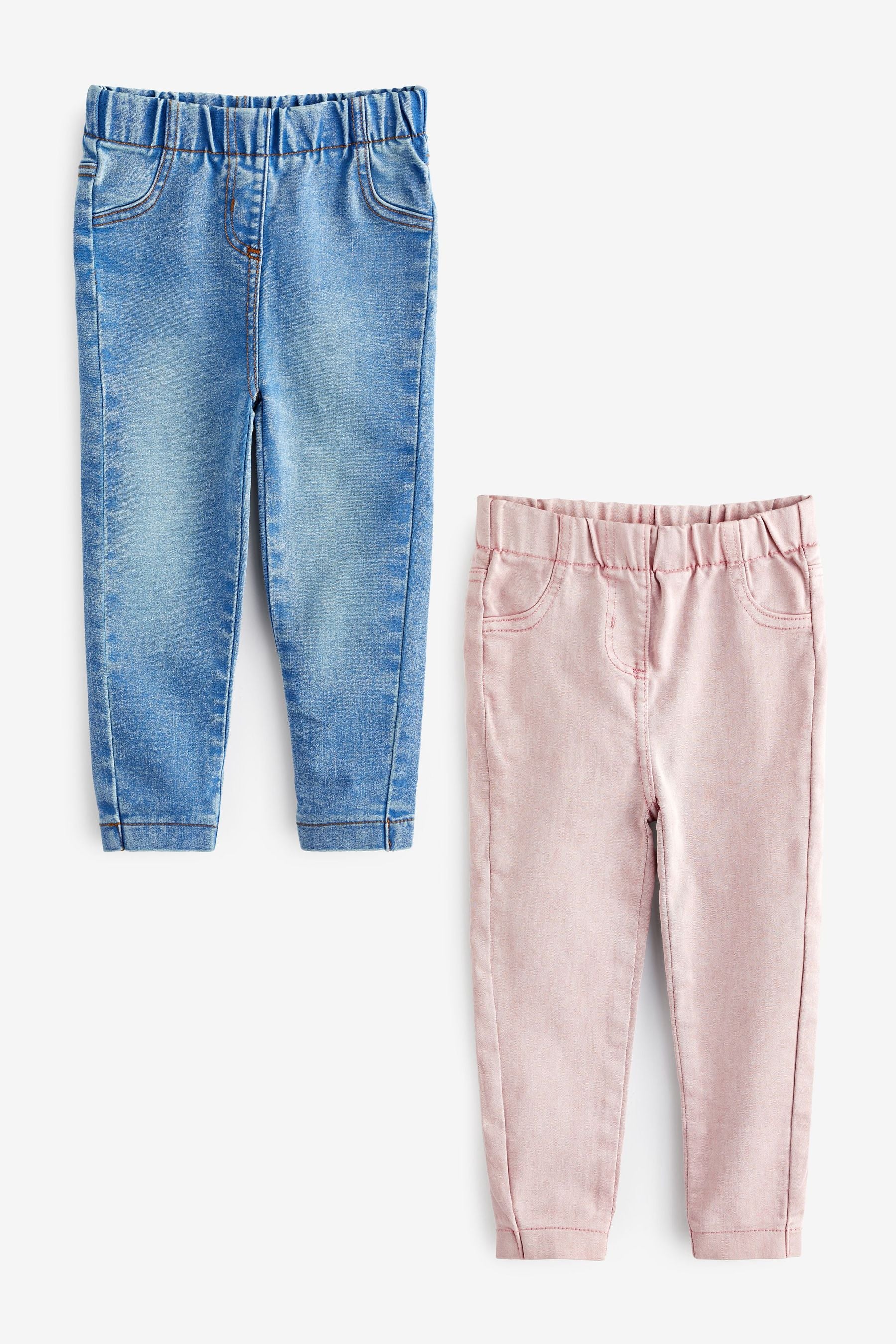 Pink/Blue Elasticated Waist Jeggings (3mths-7yrs)