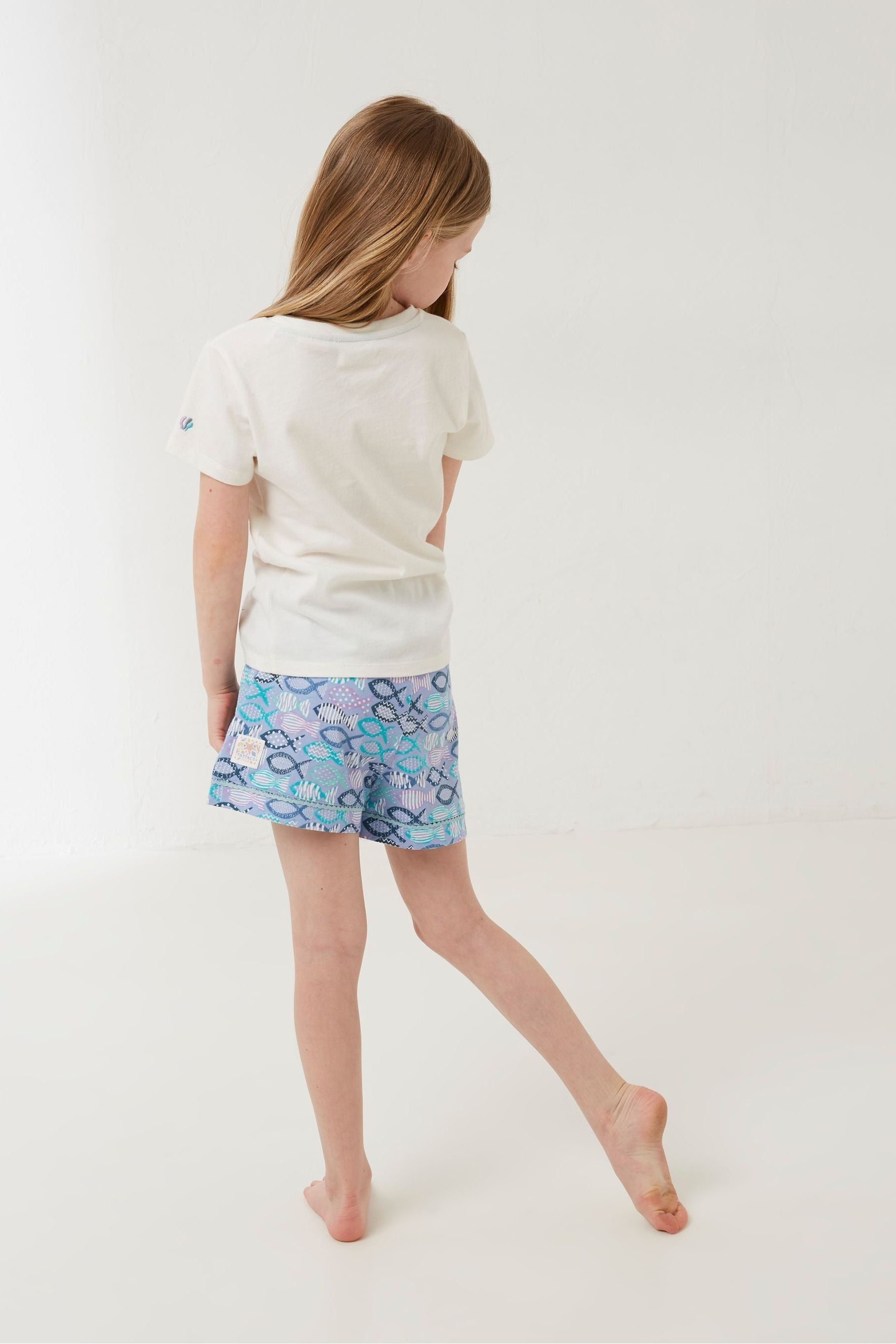 FatFace Blue Brown Fish Shortie Pyjama Set