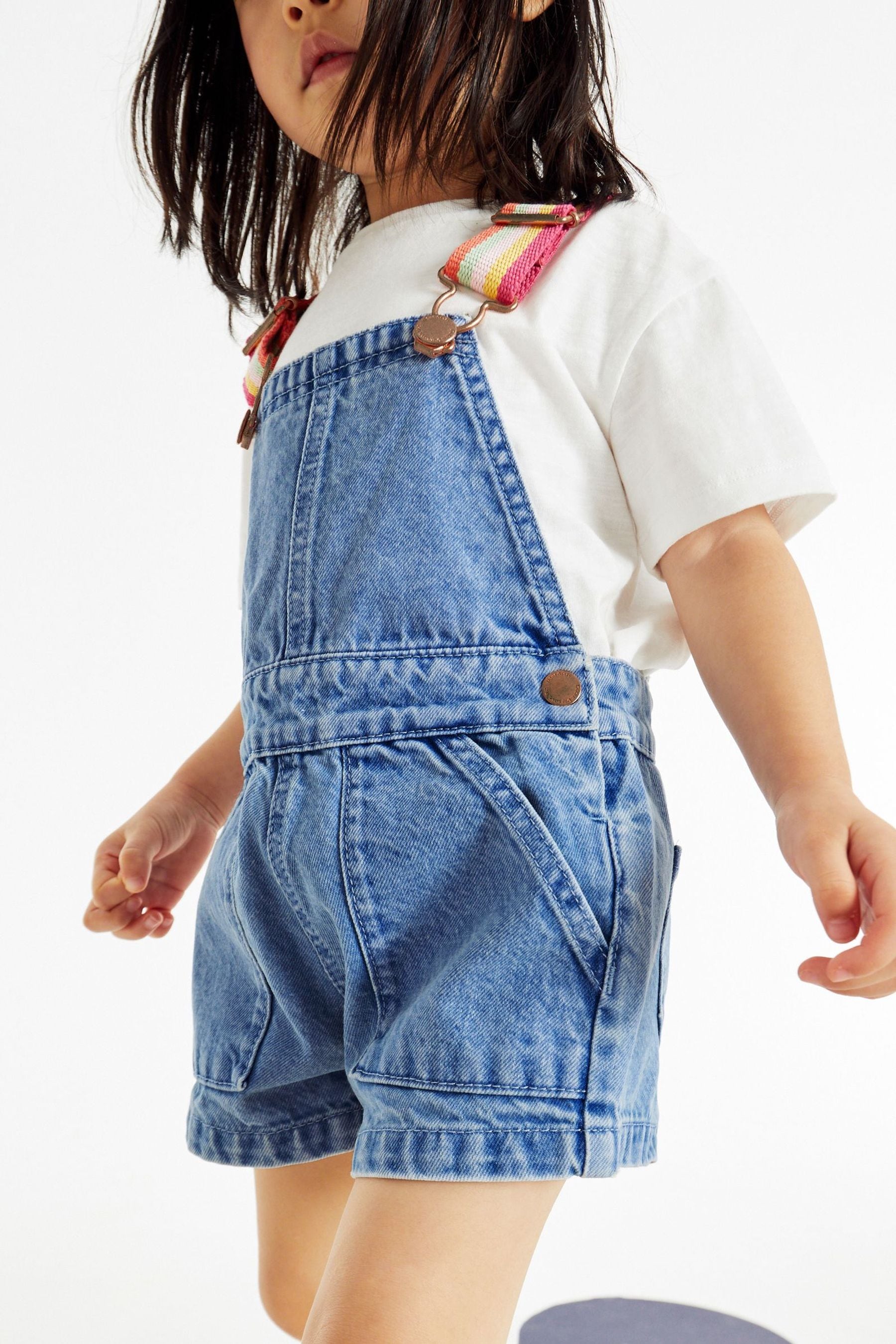 Denim Rainbow Strap Dungarees (3mths-7yrs)