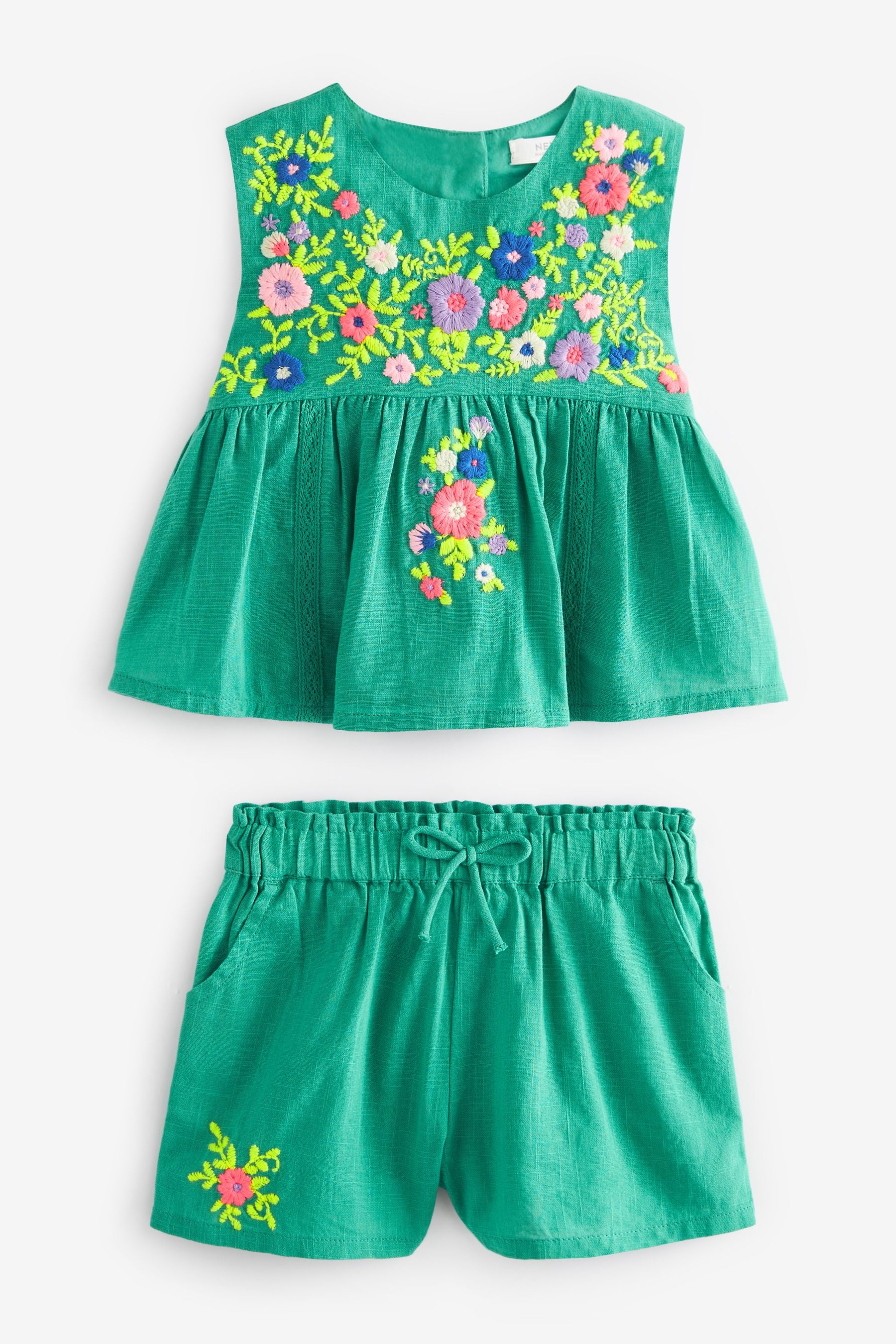 Green Top And Short Set (3mths-7yrs)