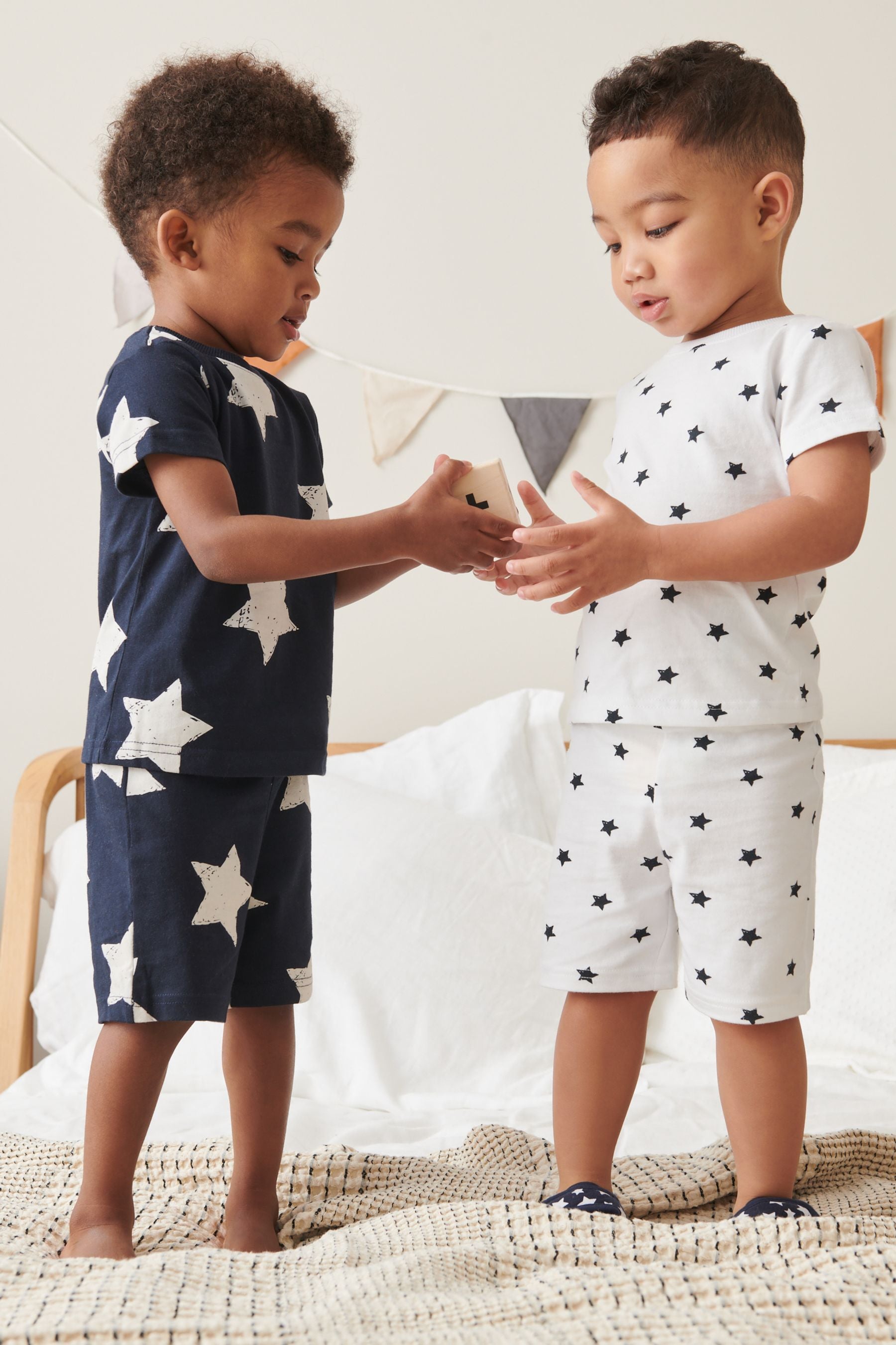 Navy stars / stripes 3 Pack Short Pyjamas (9mths-12yrs)