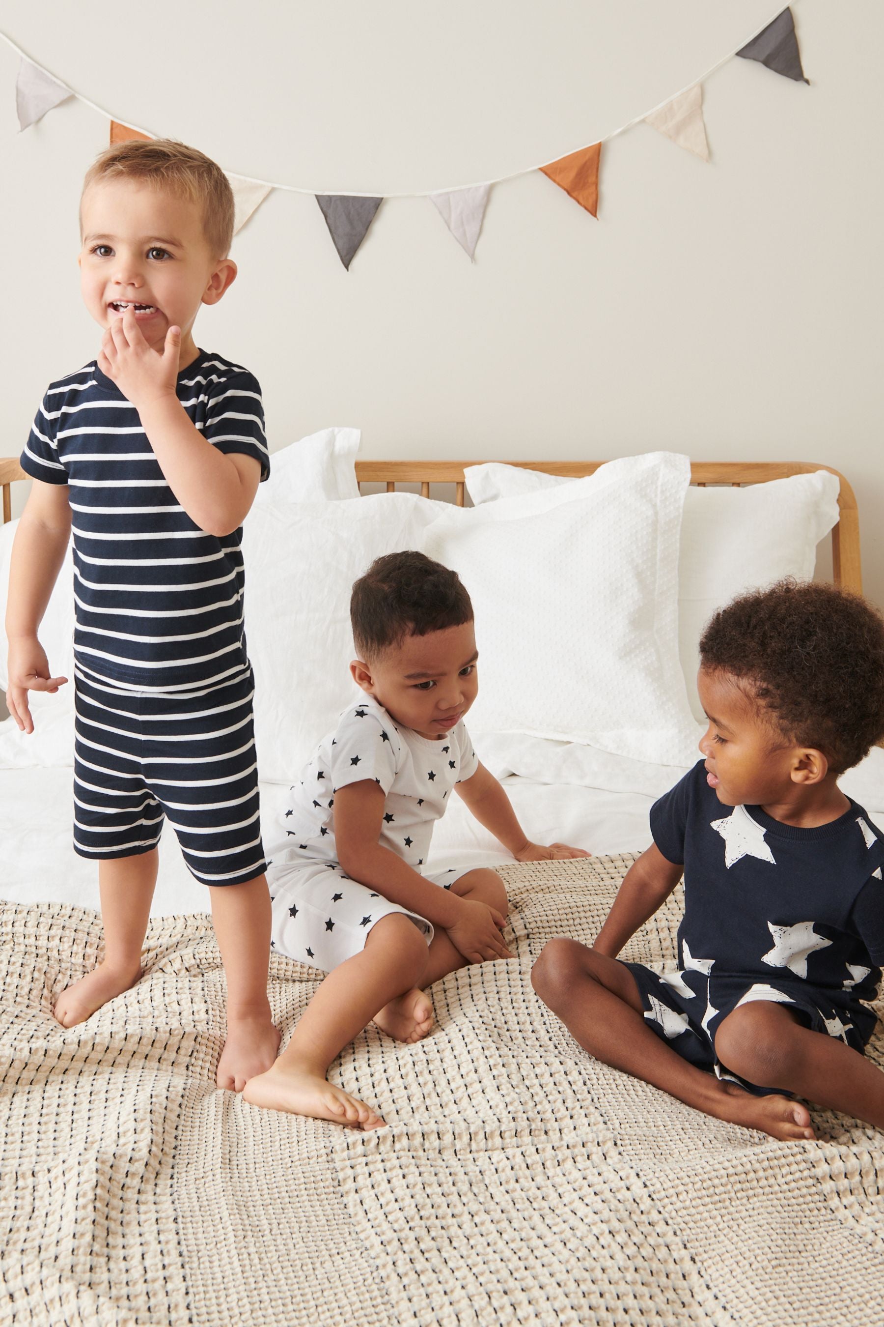 Navy stars / stripes 3 Pack Short Pyjamas (9mths-12yrs)