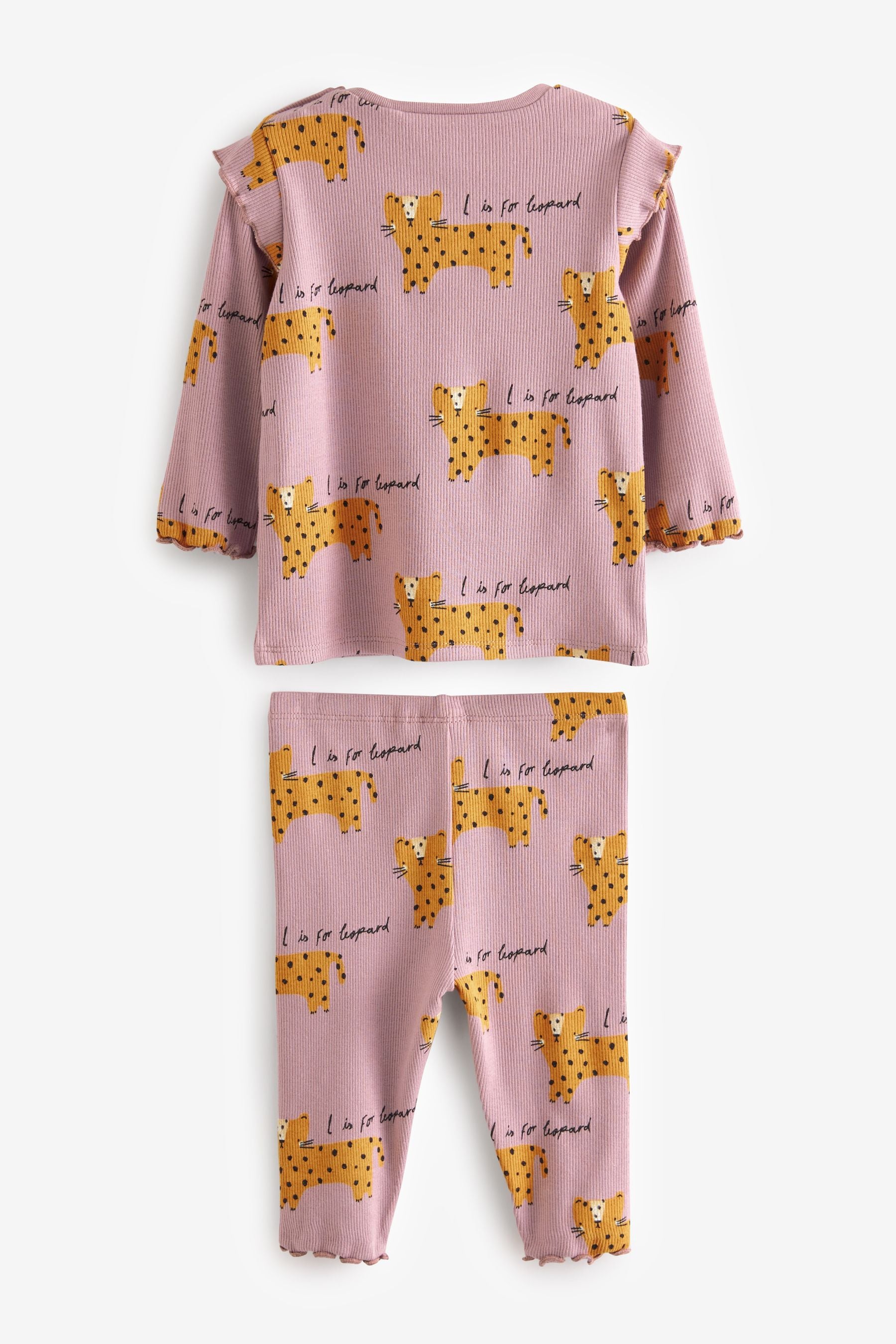 Pink Leopard Character Baby Top And Leggings Set