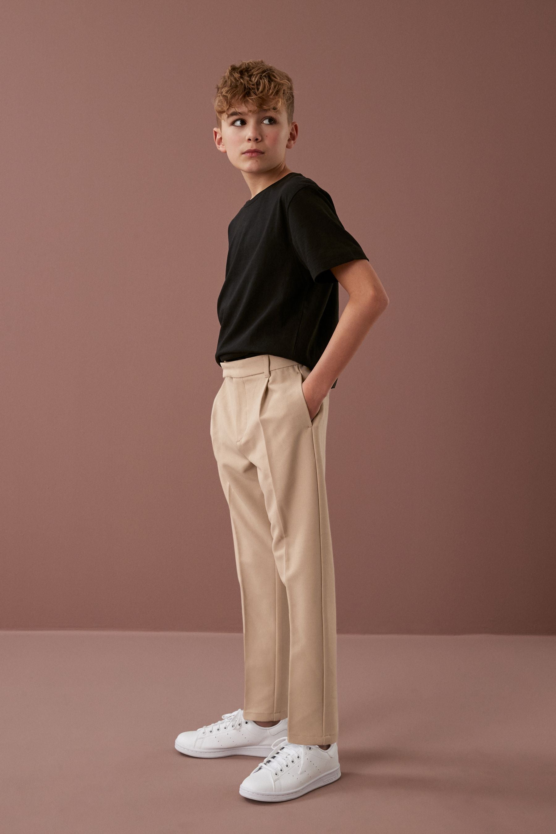 Neutral Pleat Front Trousers (3-16yrs)