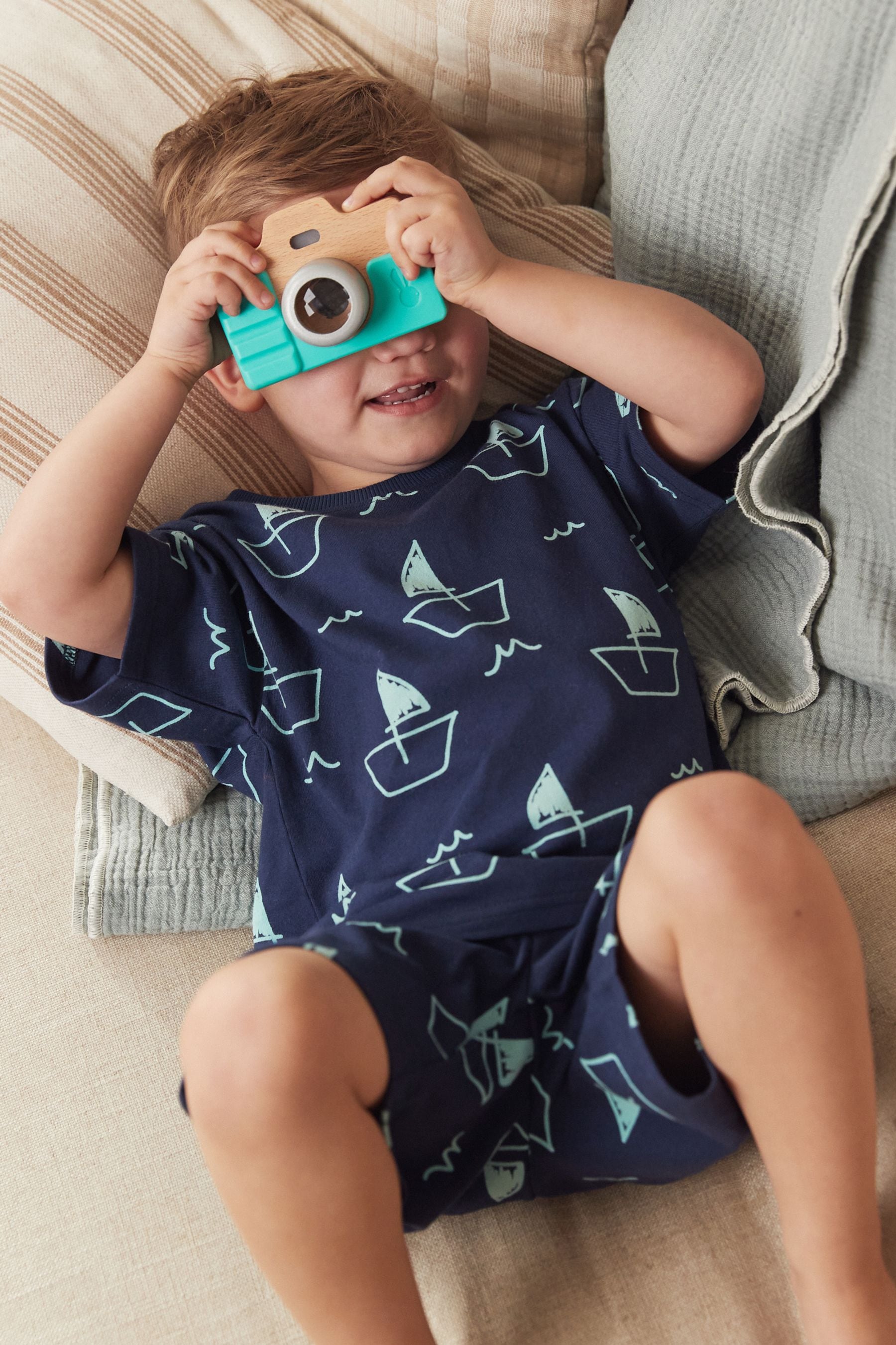 Navy Blue Boat Short Pyjamas (9mths-8yrs)