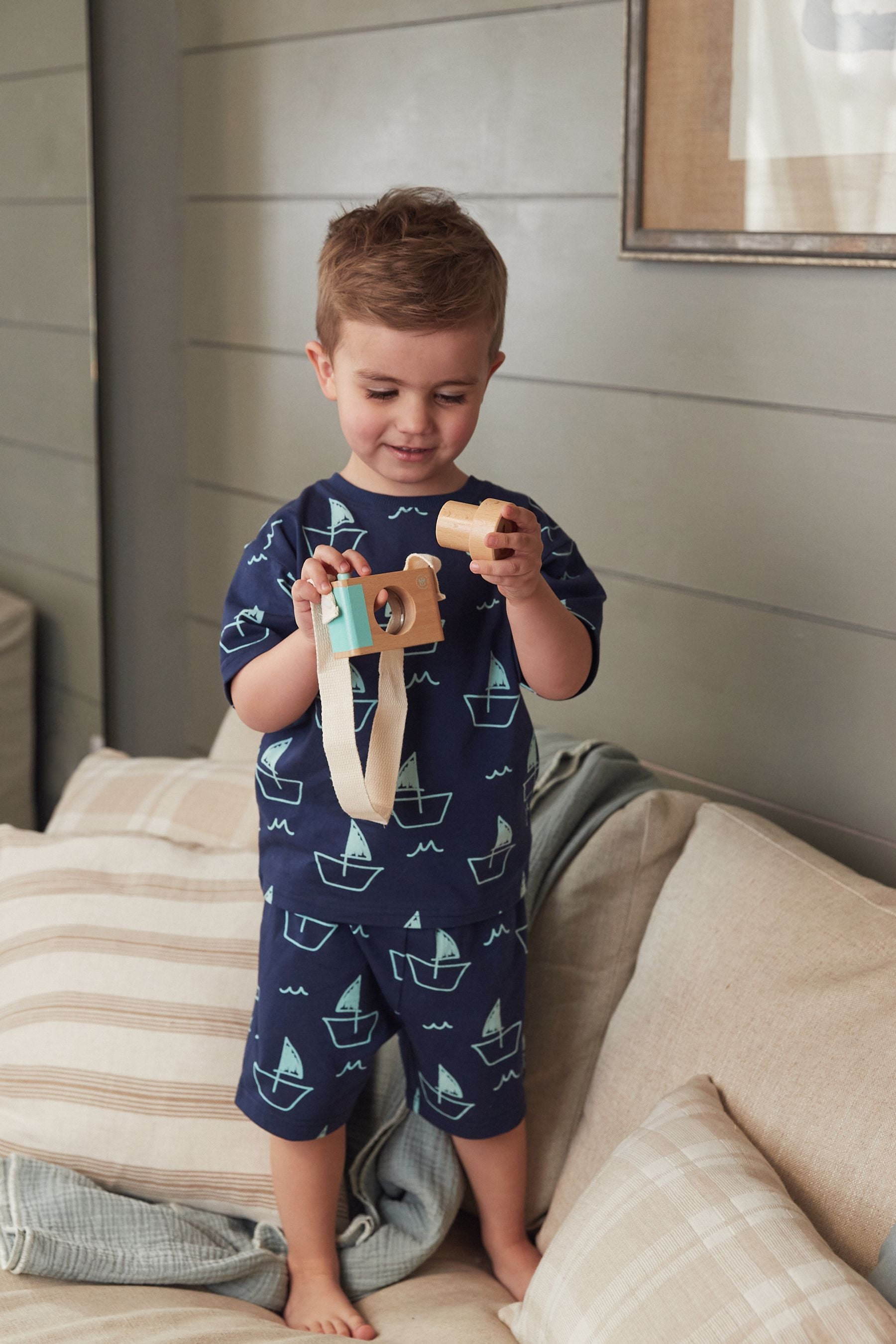 Navy Blue Boat Short Pyjamas (9mths-8yrs)