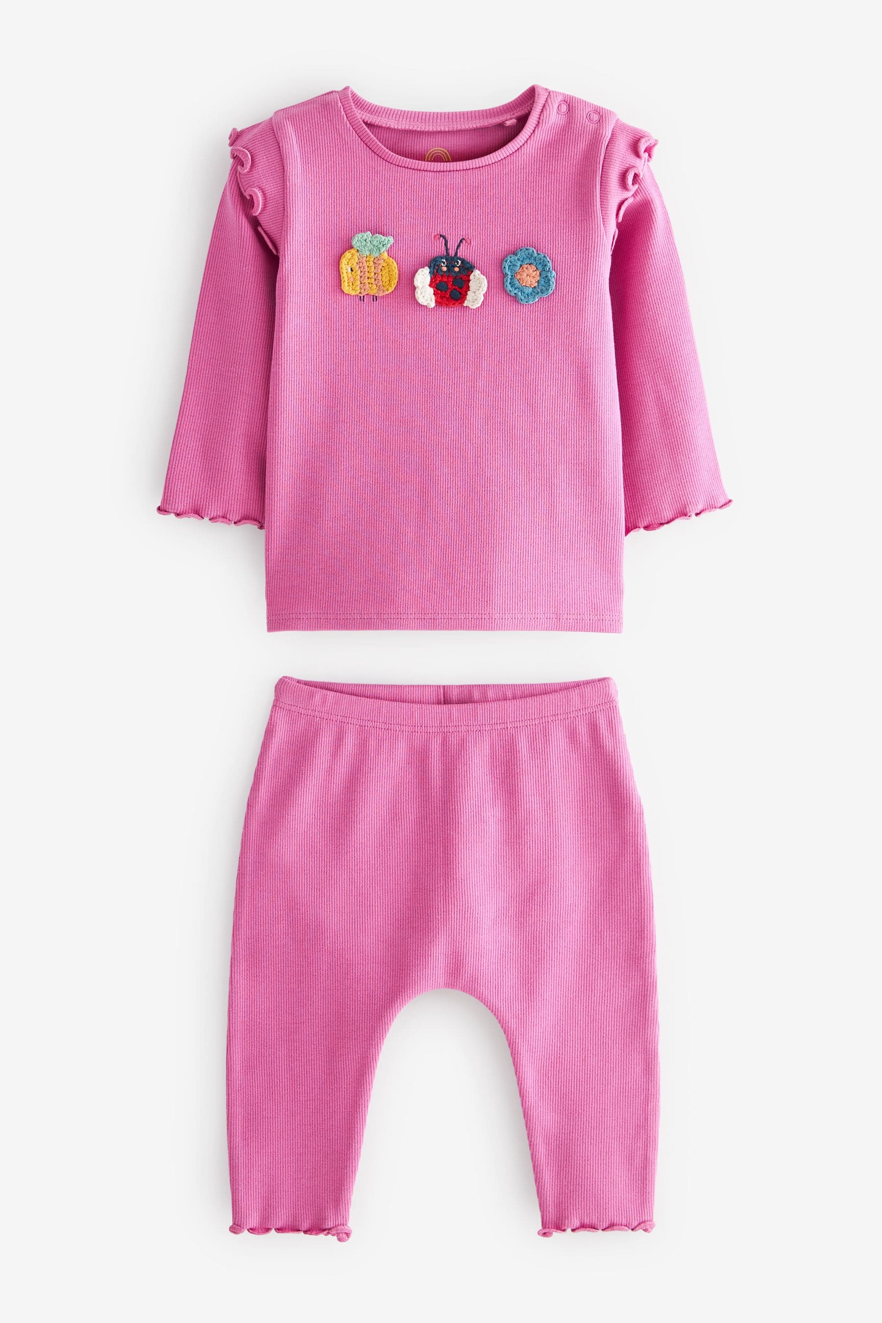 Green/ Pink 6 Piece Baby T-Shirts and Leggings Set