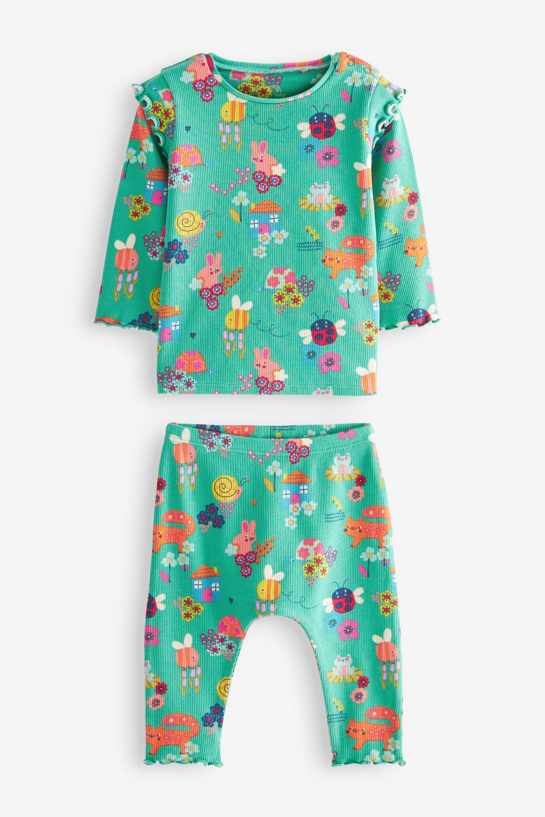 Green/ Pink 6 Piece Baby T-Shirts and Leggings Set