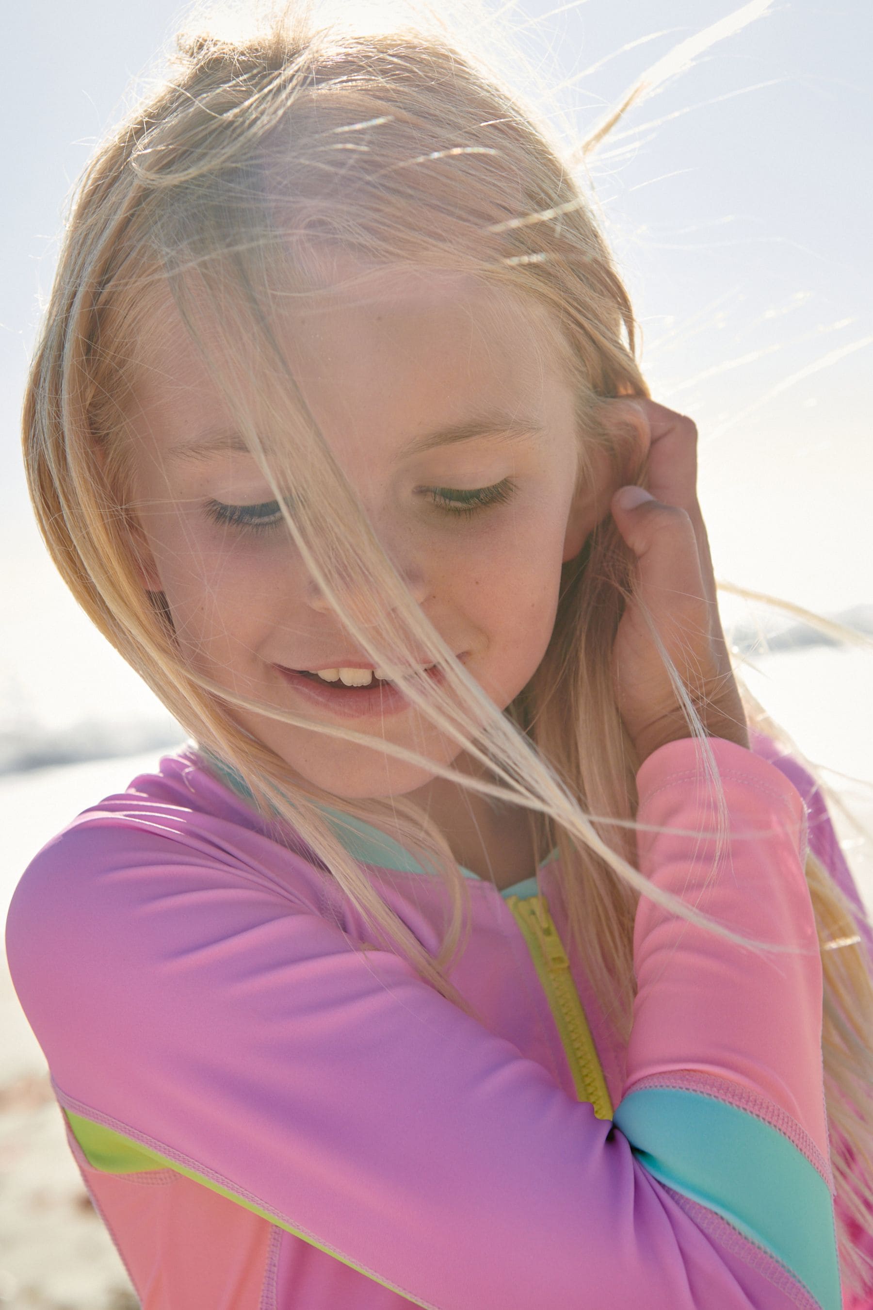 Pink/Blue Long Sleeved Swimsuit (3-16yrs)