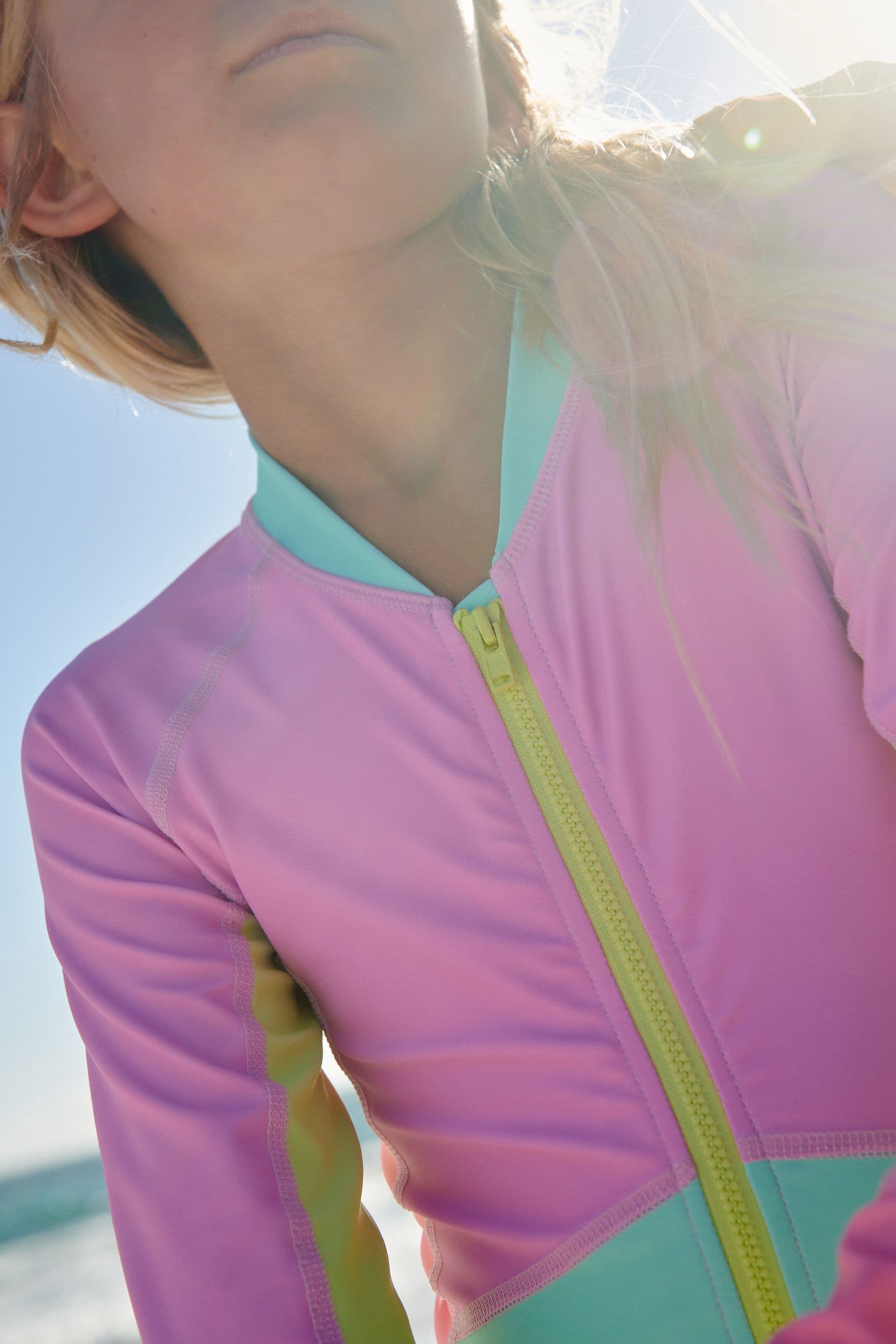 Pink/Blue Long Sleeved Swimsuit (3-16yrs)