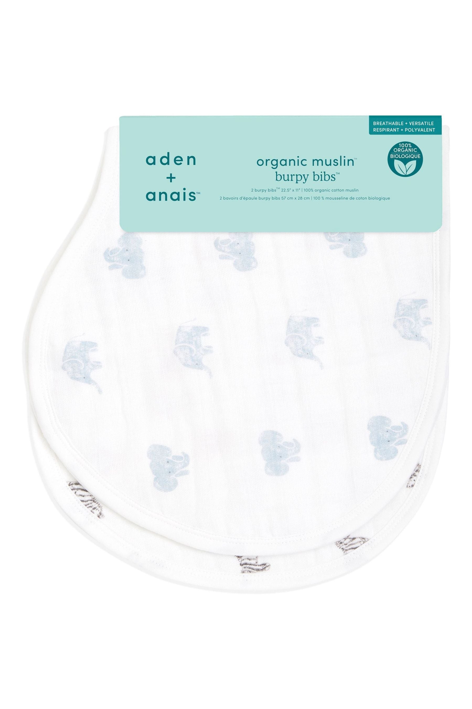 White aden + anais White Organic Cotton Muslin Burpy Bibs 2 Pack