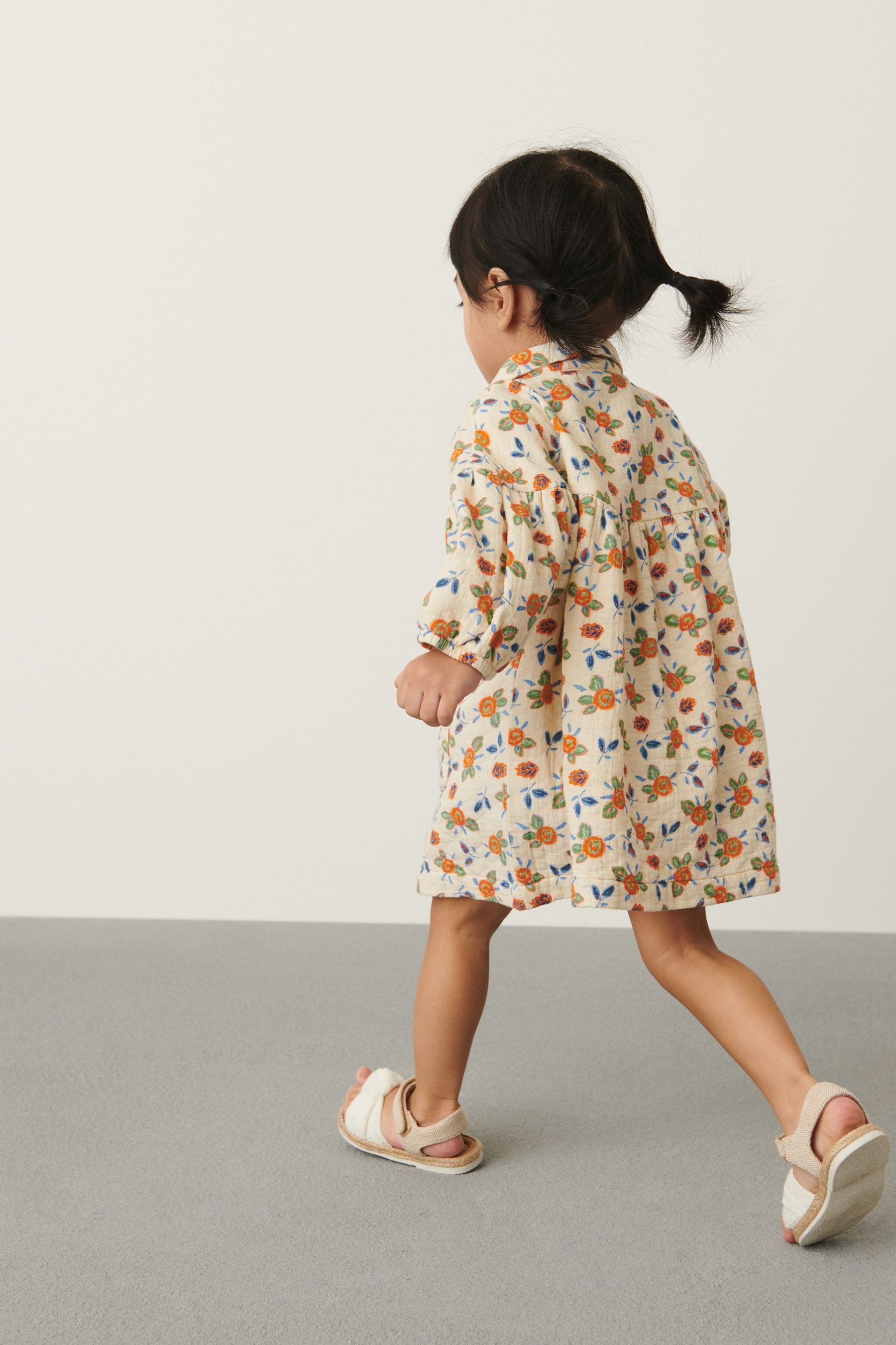 Cream Floral Cotton Shirt Dress (3mths-7yrs)