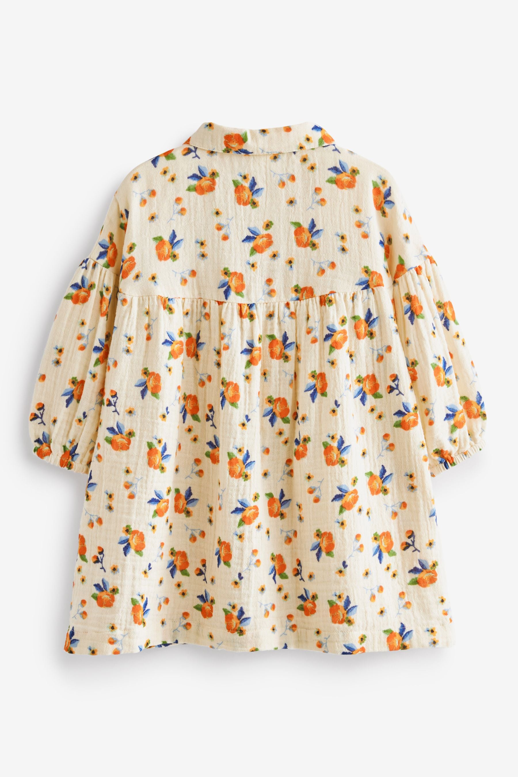 Cream Floral Cotton Shirt Dress (3mths-7yrs)