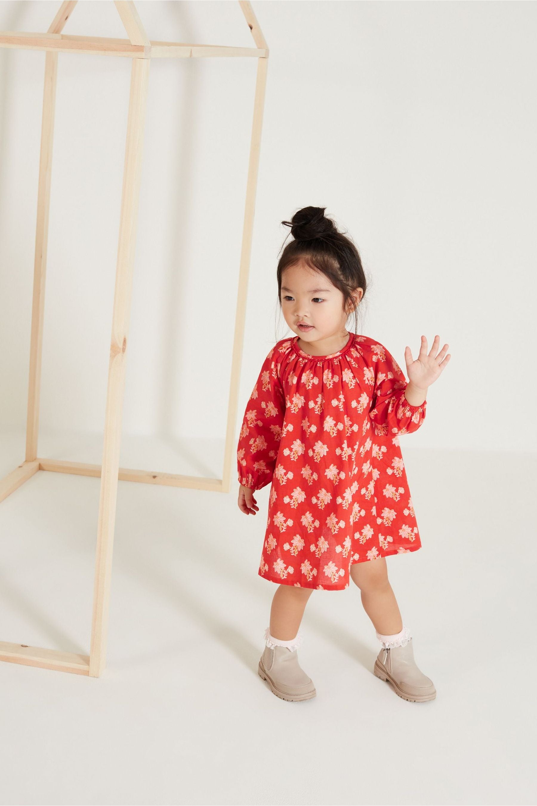 Red Printed Poplin Dress (3mths-7yrs)