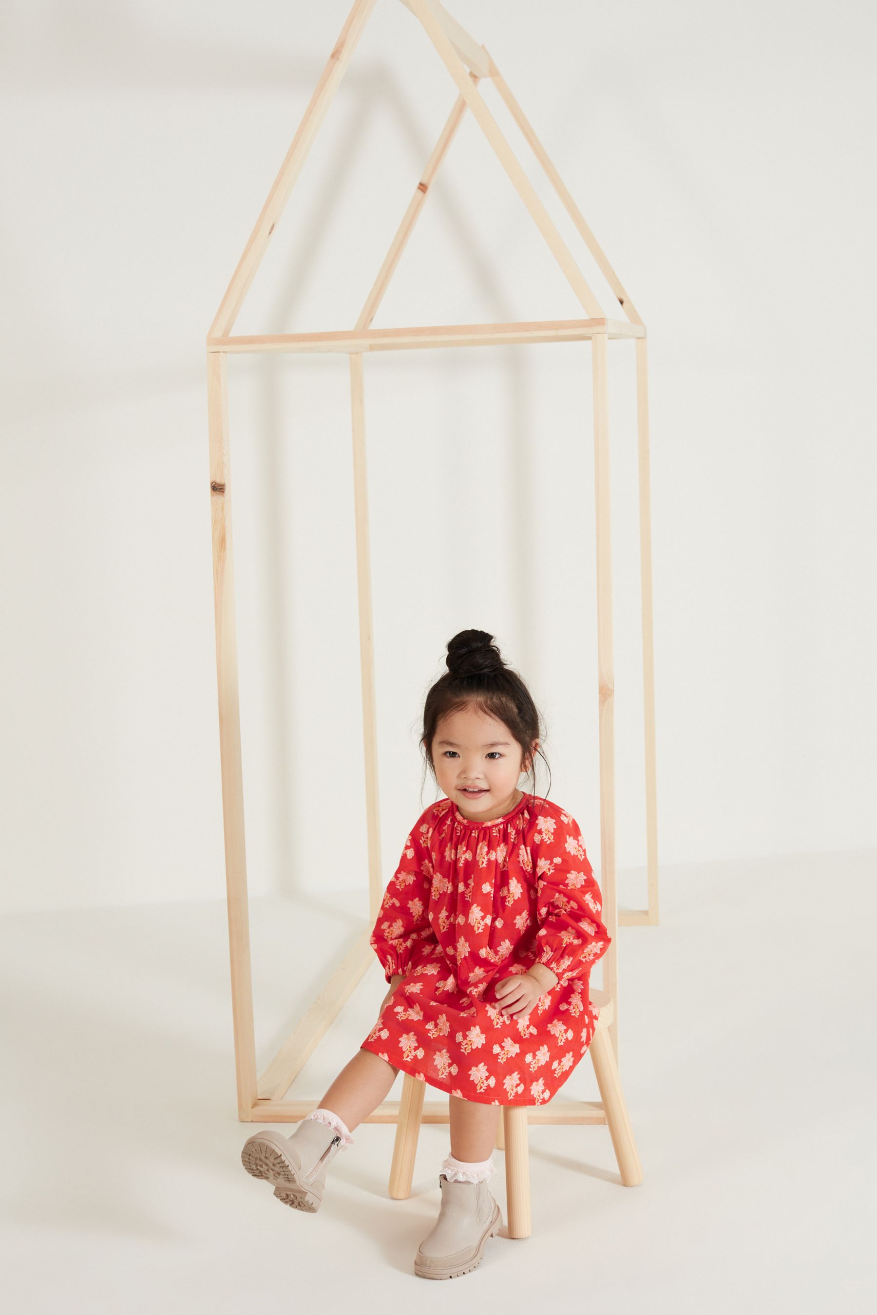 Red Printed Poplin Dress (3mths-7yrs)