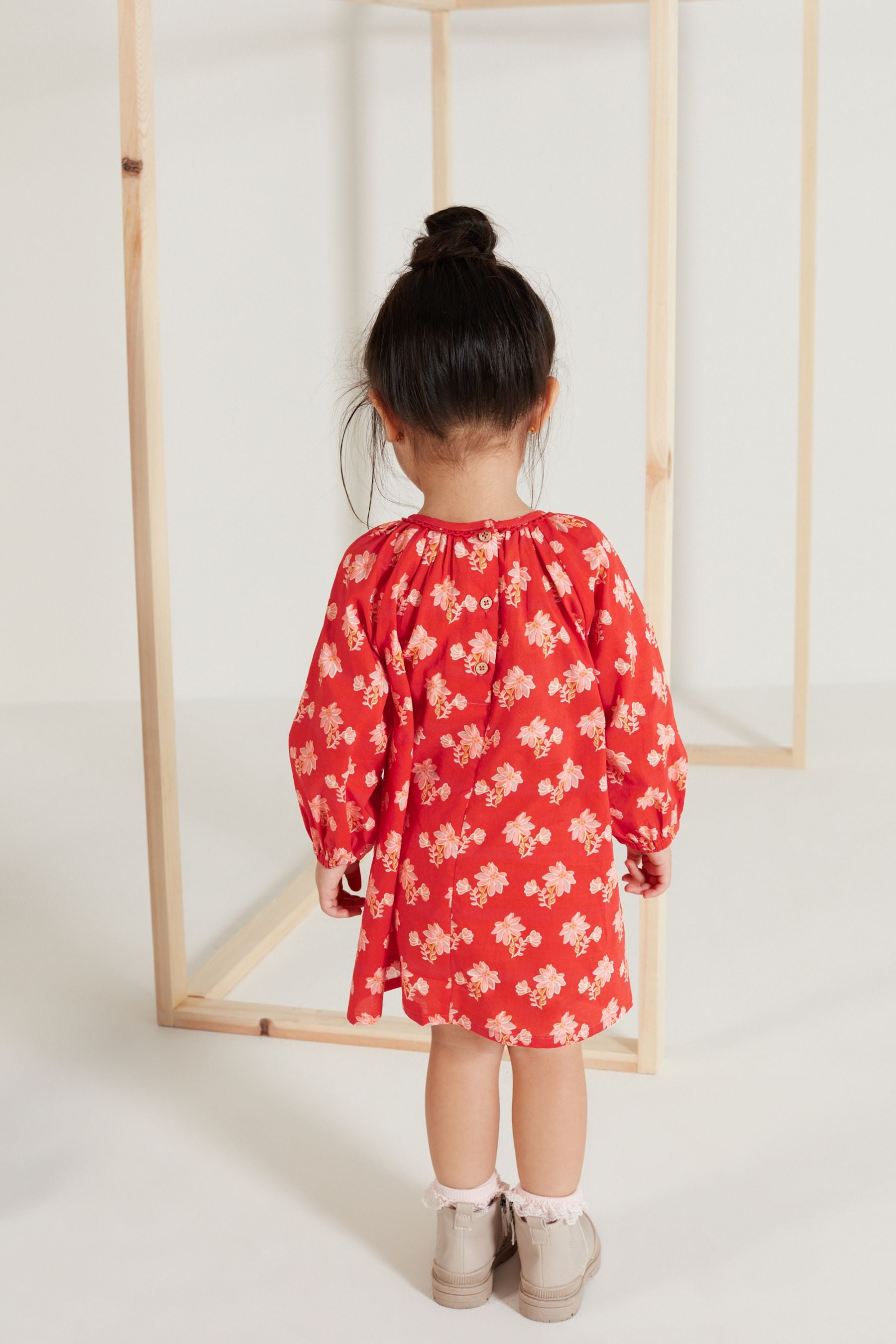 Red Printed Poplin Dress (3mths-7yrs)