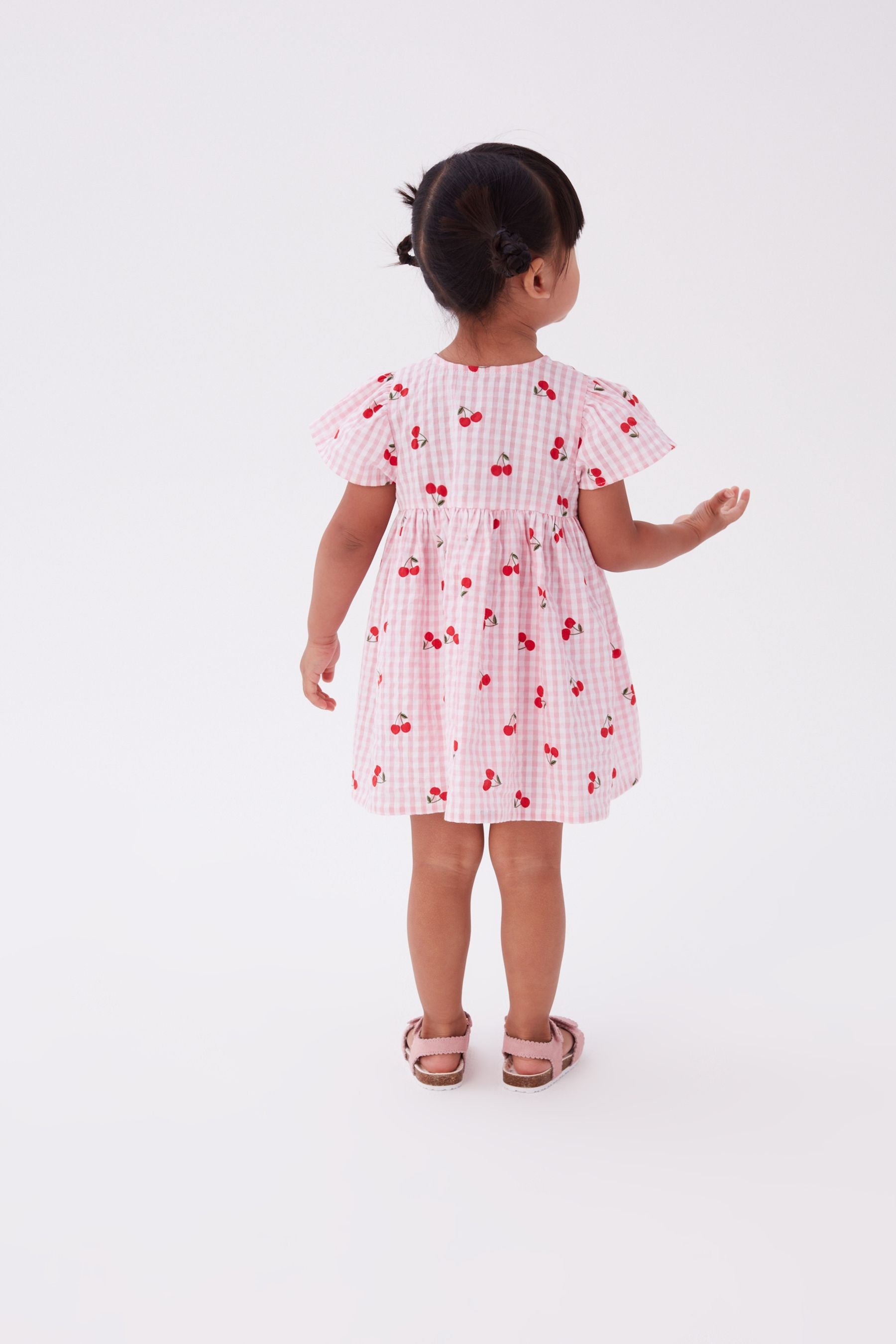 Pink Cherry Fruit Print Cotton Gingham Dress (3mths-8yrs)