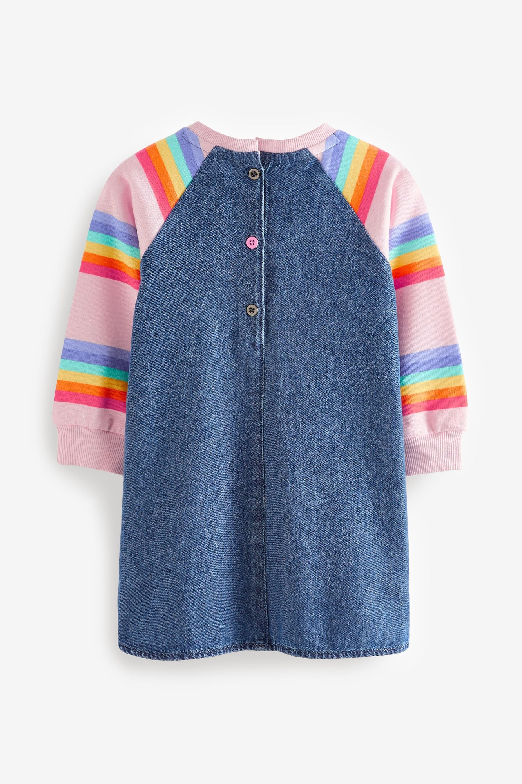 Pink Rainbow Stripe Raglan Denim Dress (3mths-8yrs)