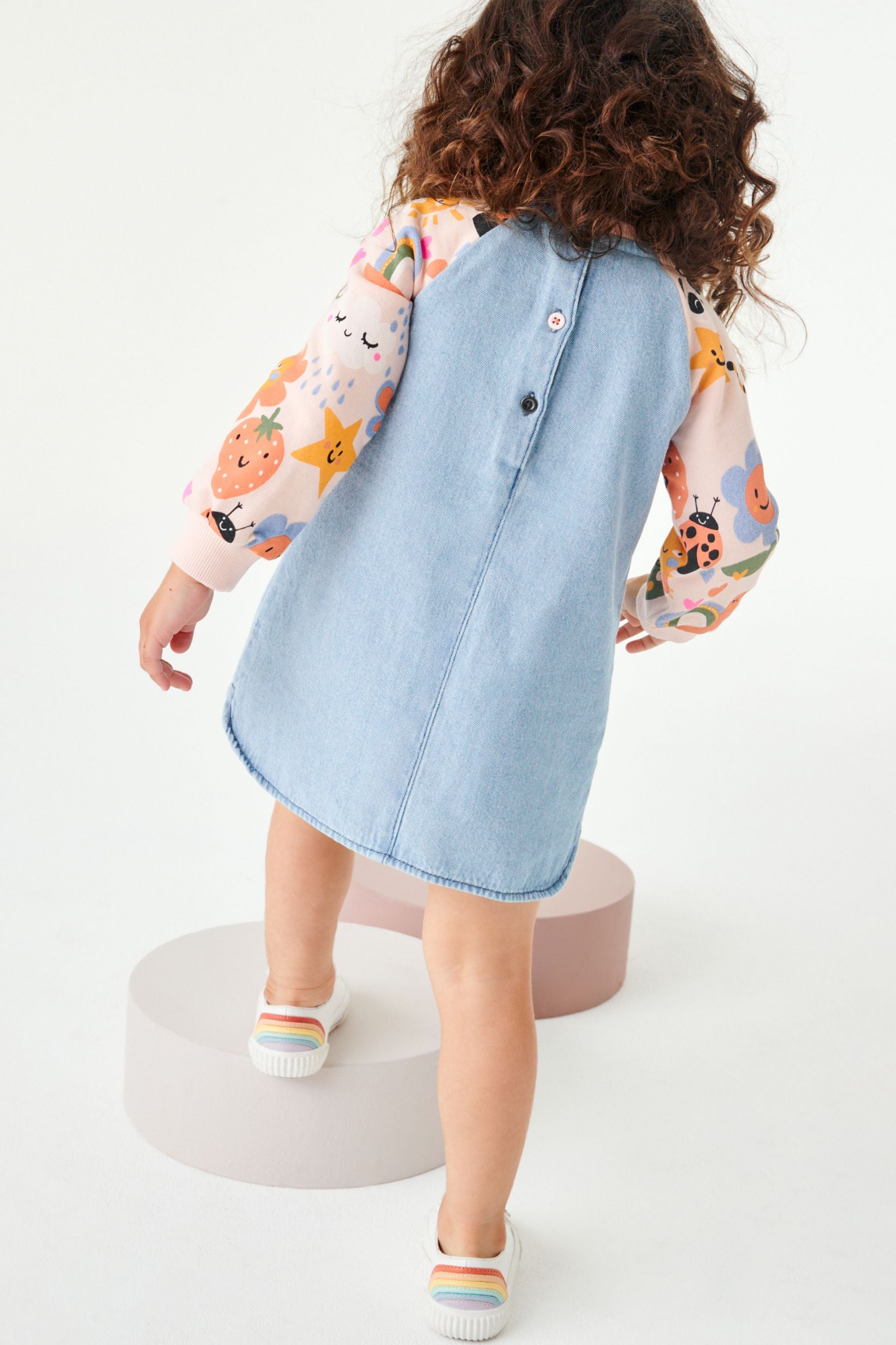 Pink Panda Print Raglan Denim Dress (3mths-7yrs)