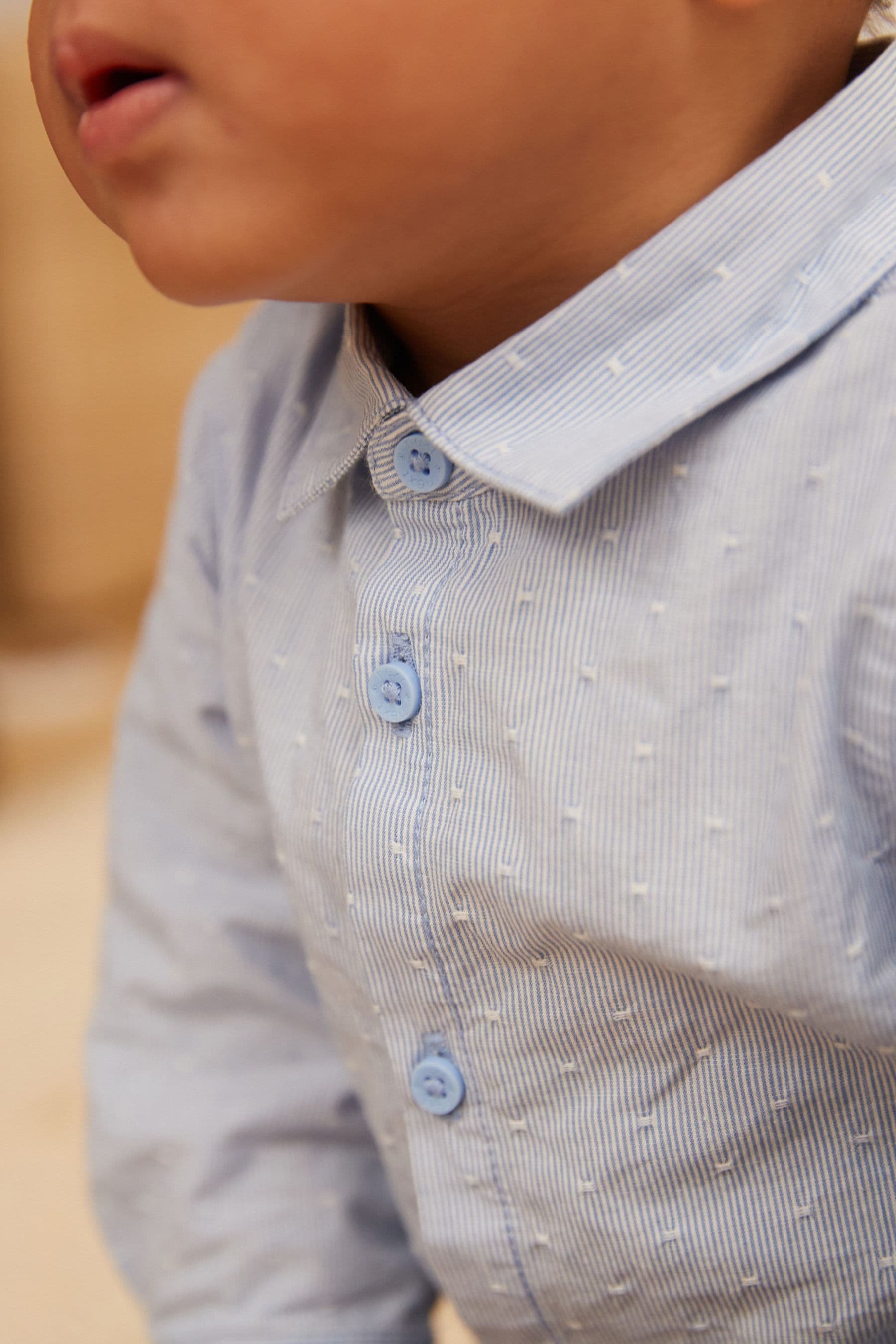 Blue Textured Shirt Baby Bodysuit