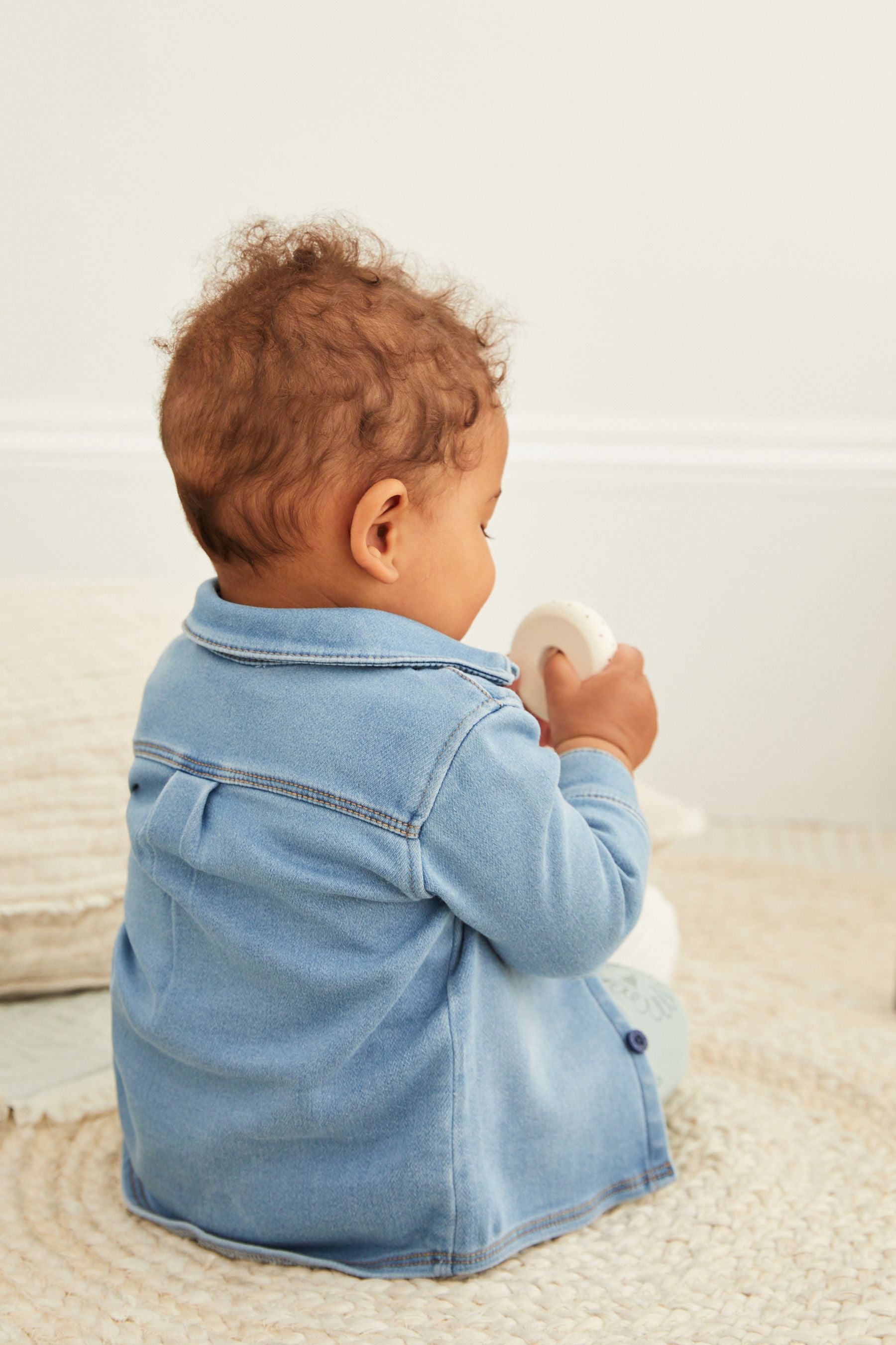 Blue/Stone Natural 3 Piece Baby Jacket, T-Shirt And Joggers Set