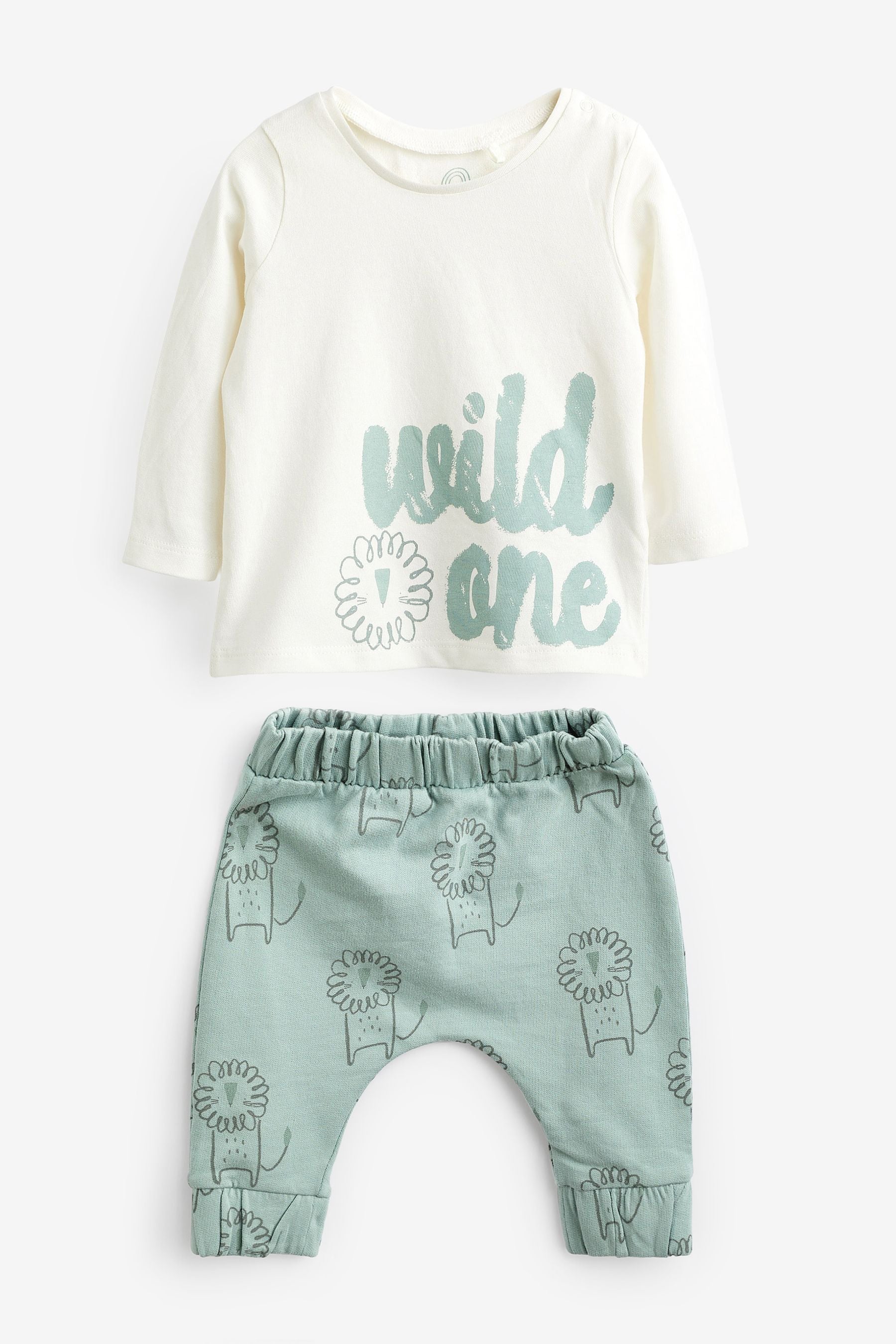 Blue/Stone Natural 3 Piece Baby Jacket, T-Shirt And Joggers Set