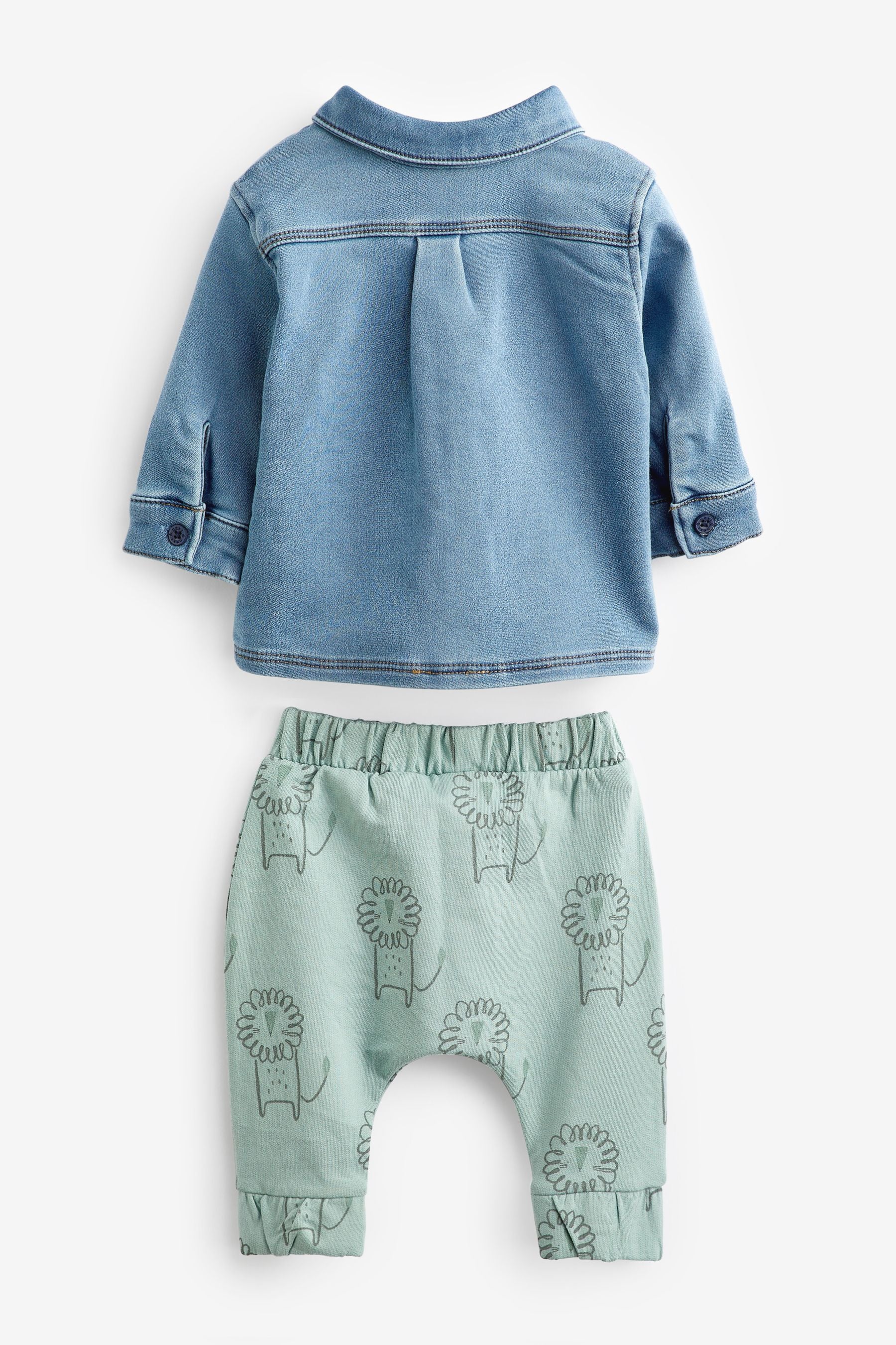 Blue/Stone Natural 3 Piece Baby Jacket, T-Shirt And Joggers Set