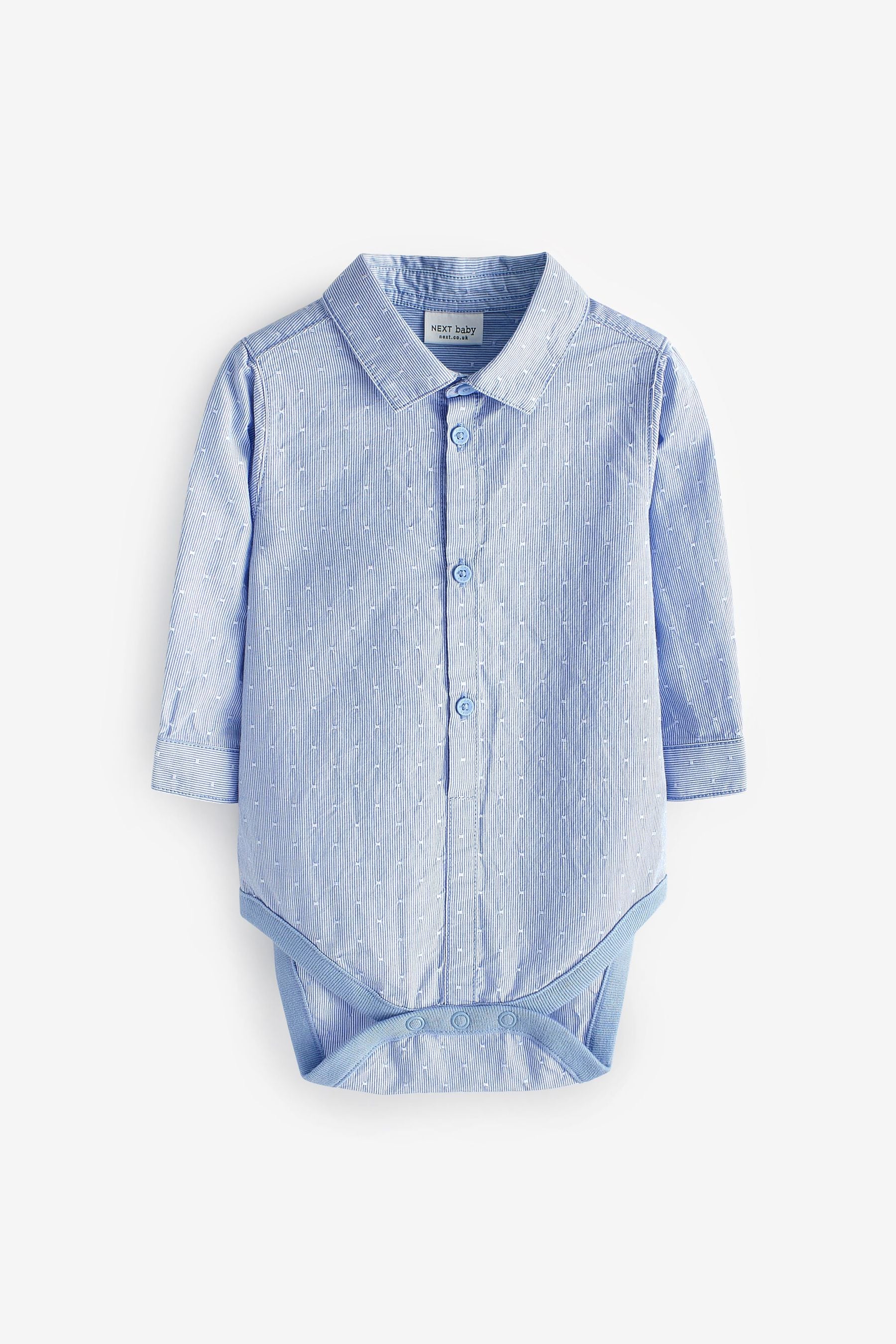 Blue Textured Shirt Baby Bodysuit