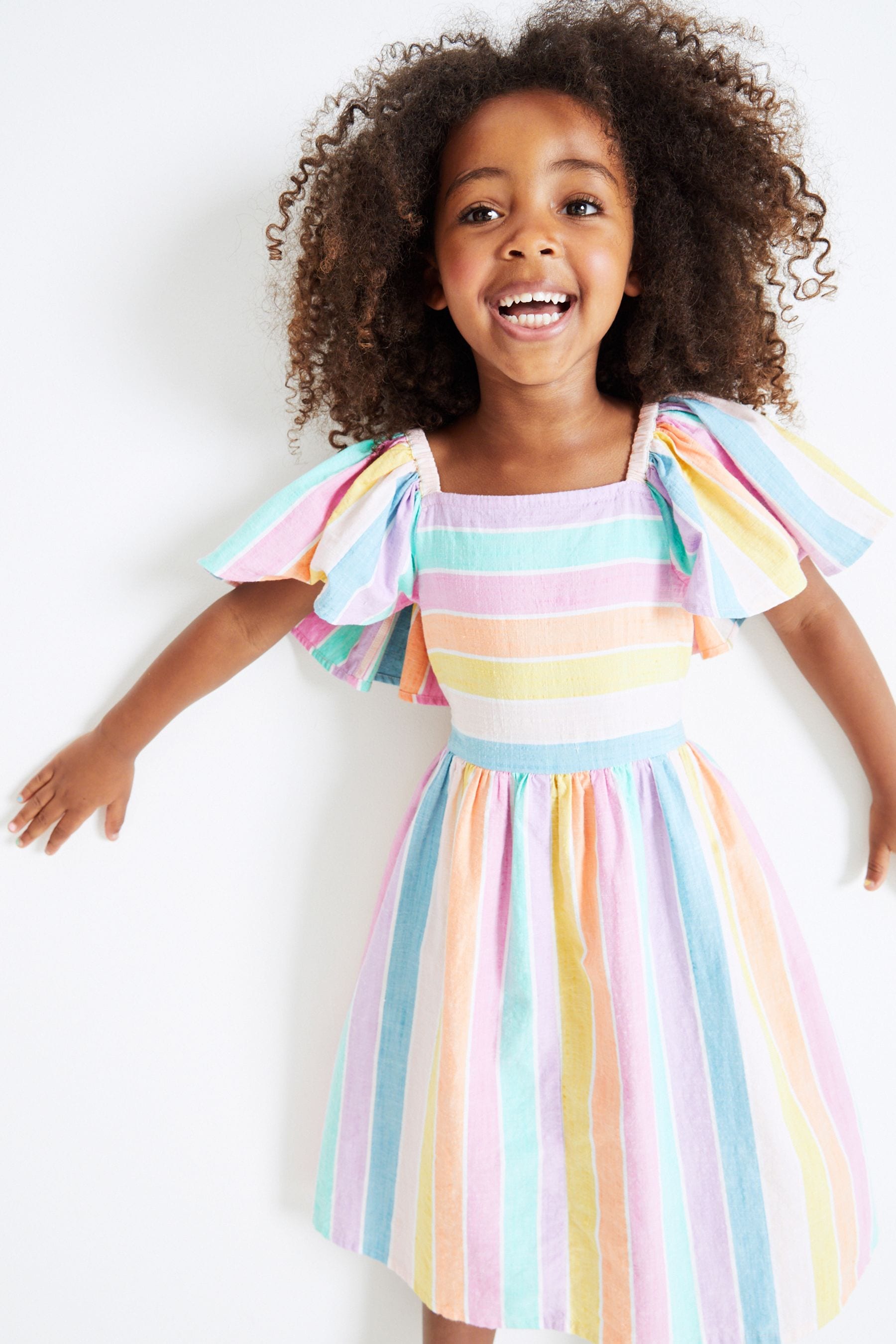 Rainbow Stripe Angel Sleeve Dress (3-16yrs)