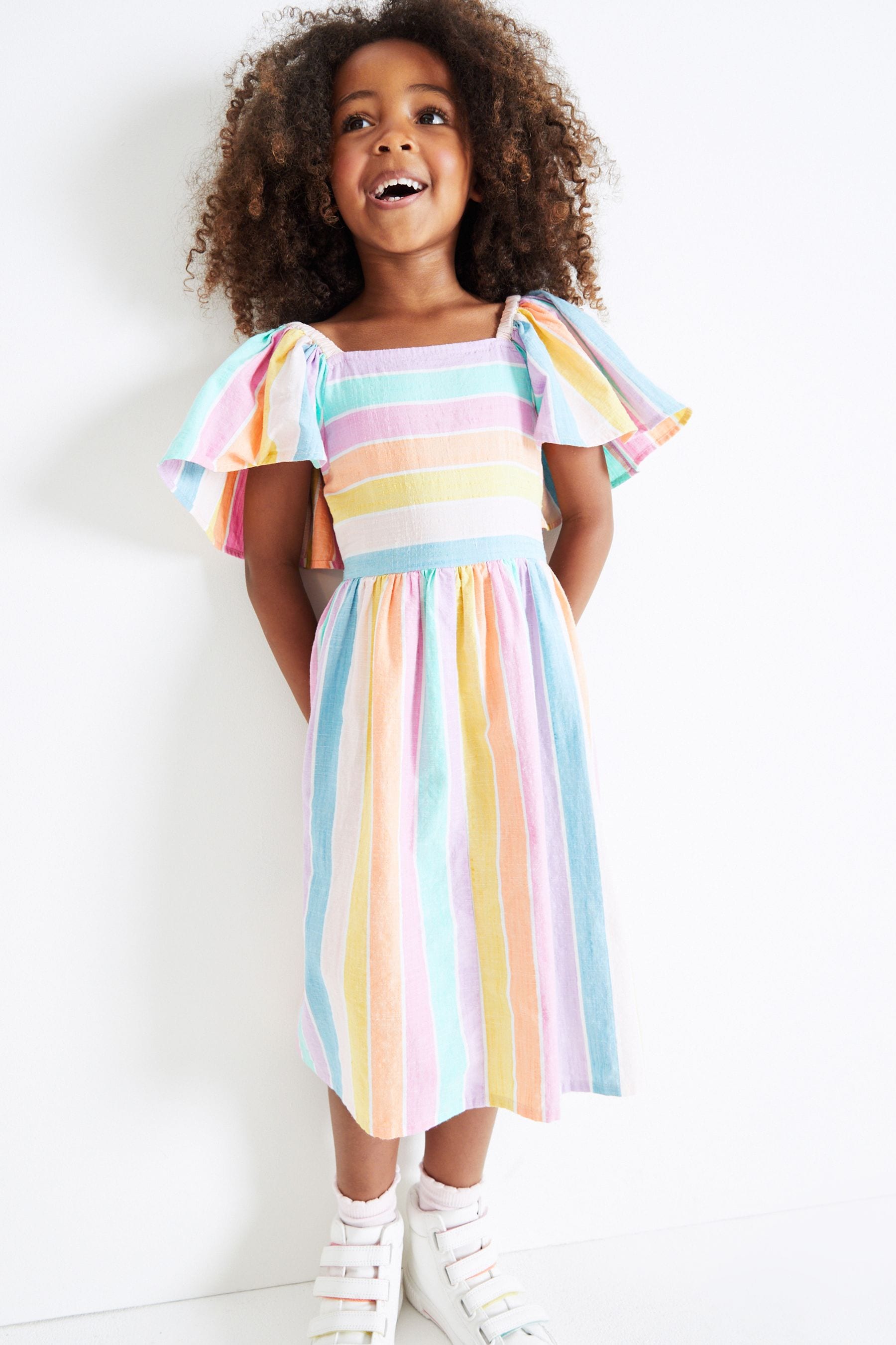 Rainbow Stripe Angel Sleeve Dress (3-16yrs)