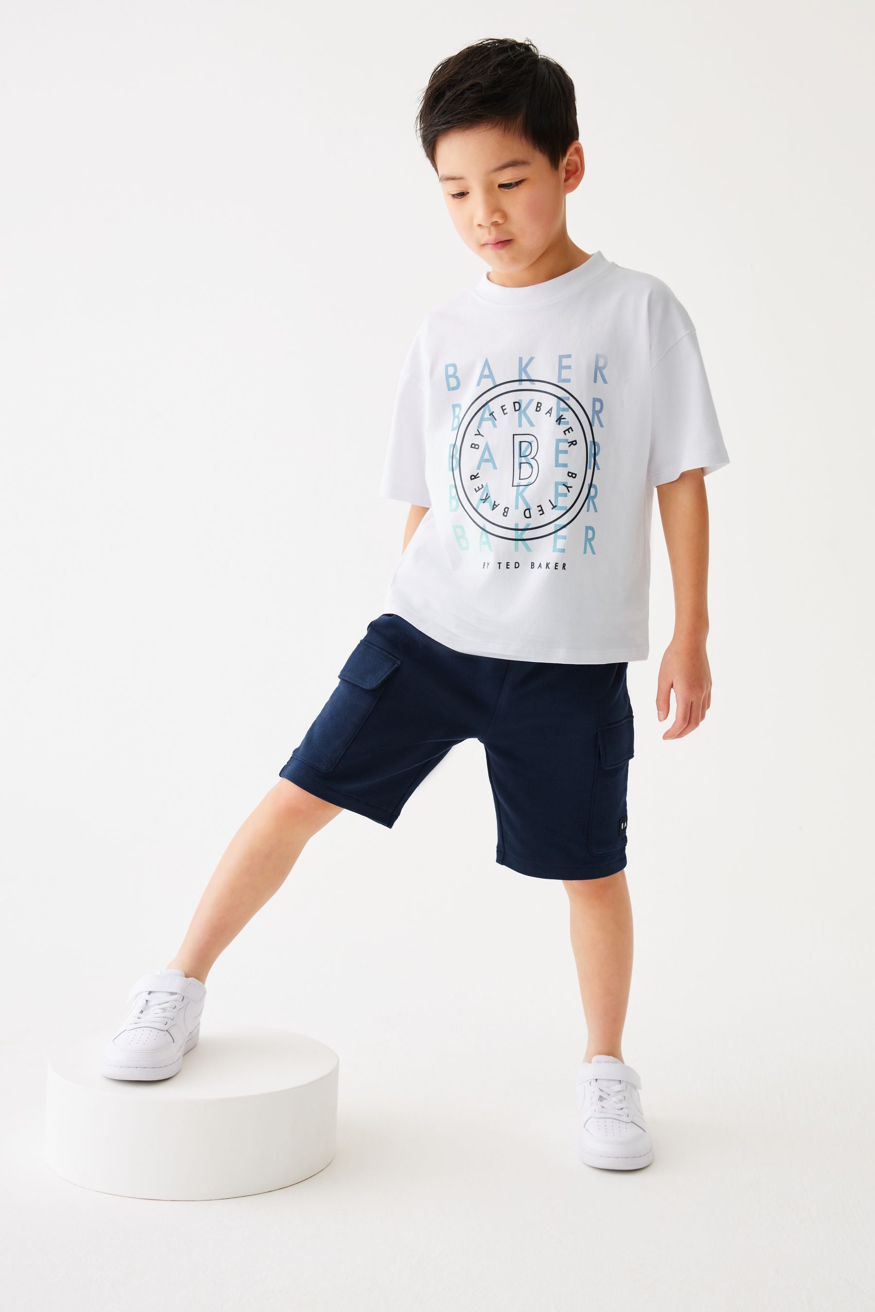 Baker by Ted Baker Navy Graphic T-Shirt And Navy Shorts Set