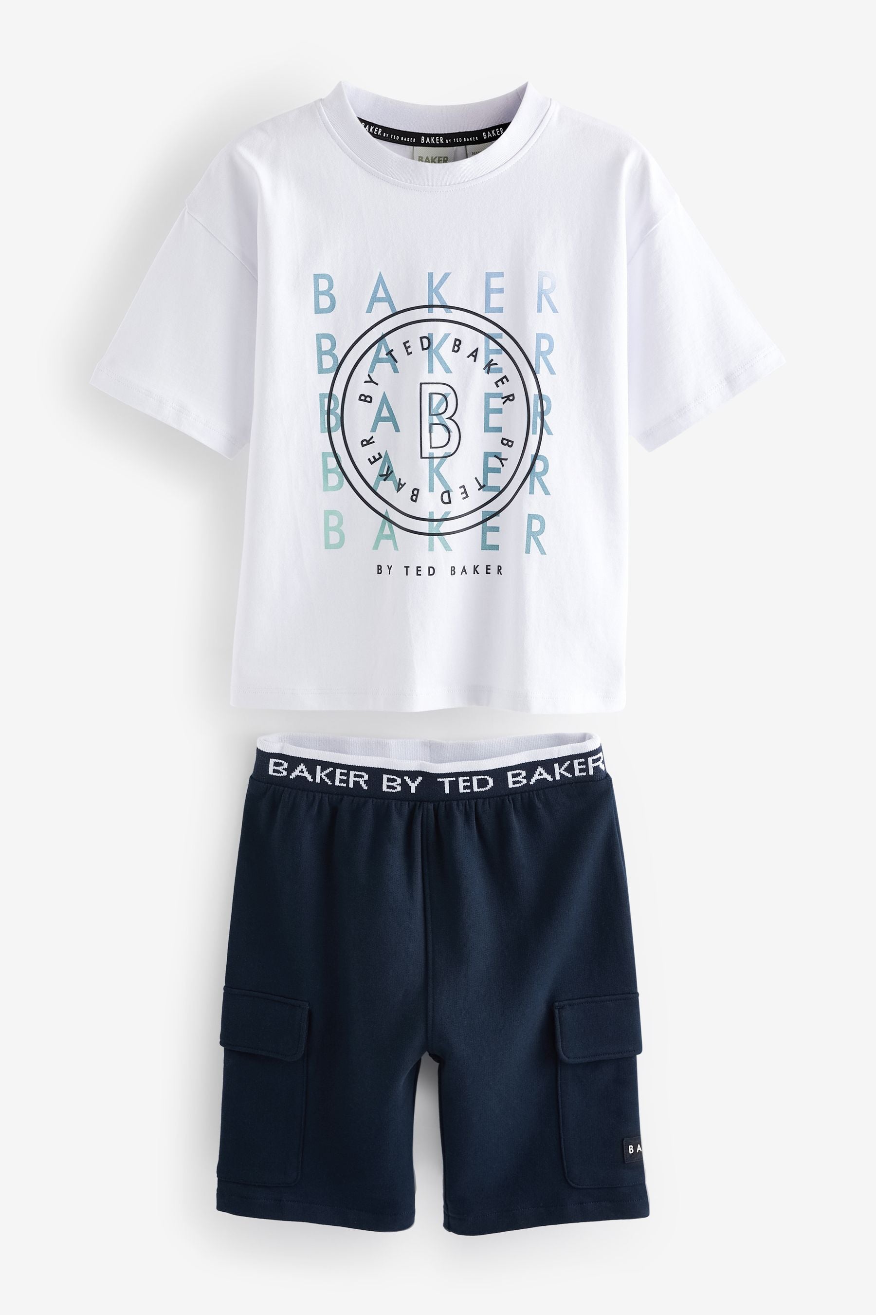 Baker by Ted Baker Navy Graphic T-Shirt And Navy Shorts Set