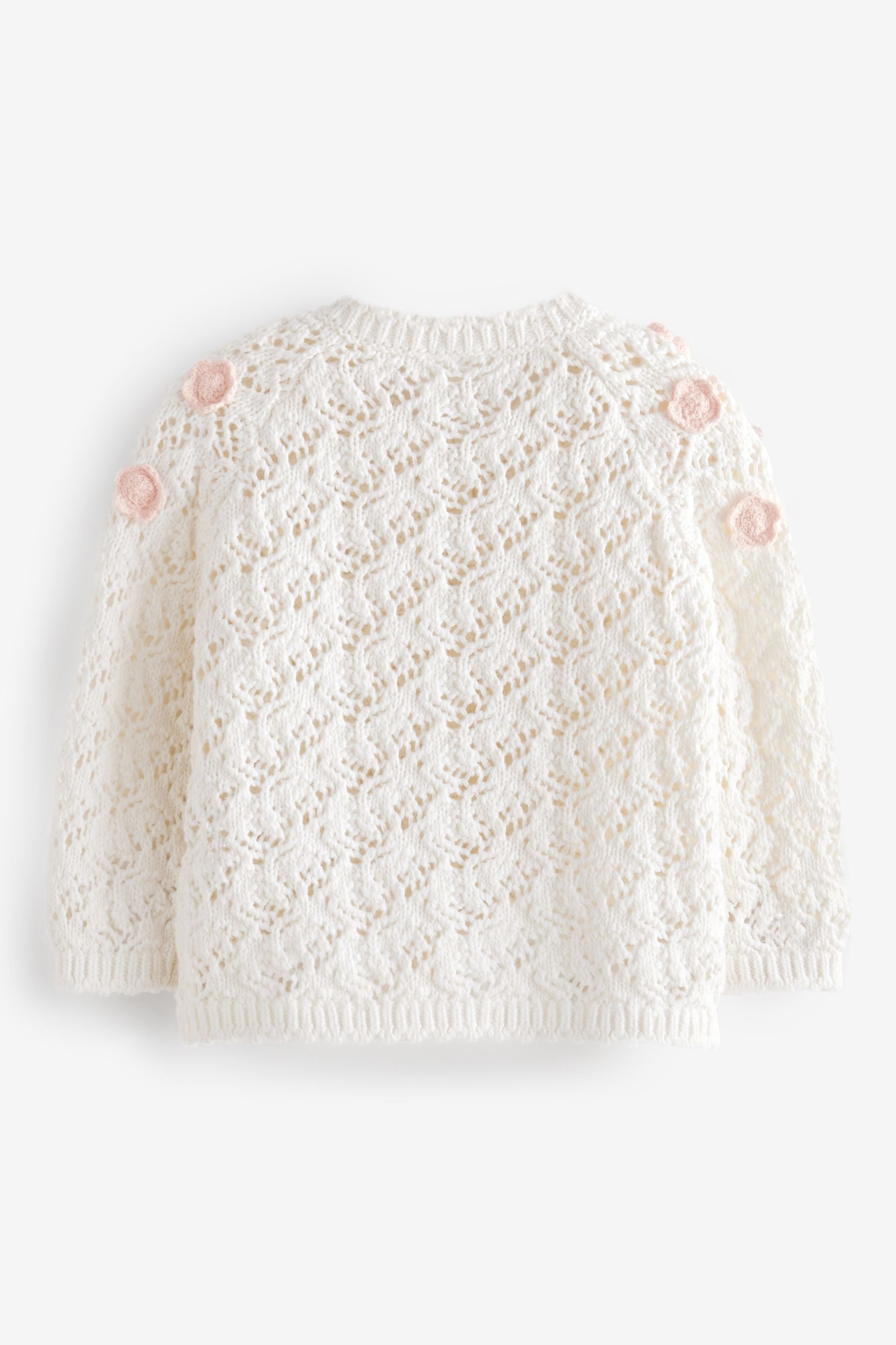 Cream floral Occasion Crochet Knit Baby Cardigan (0mths-2yrs)