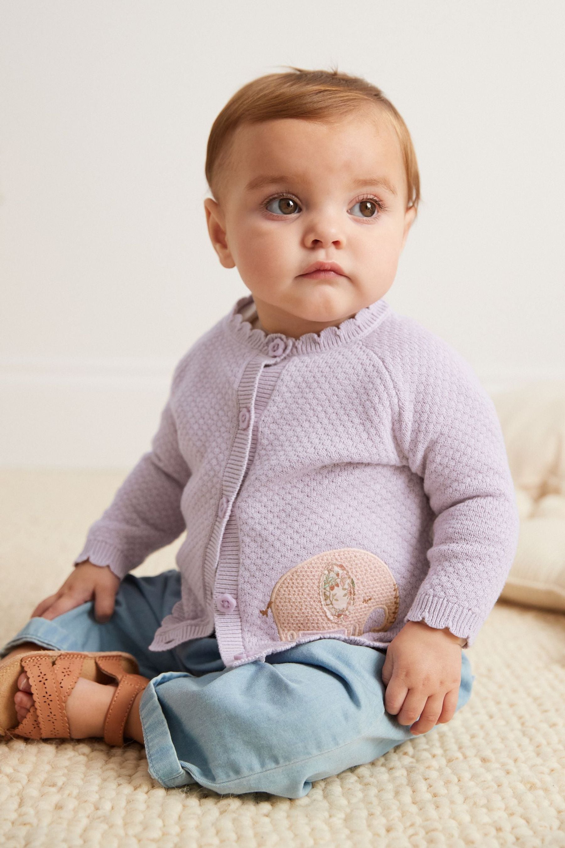 Lilac Purple Character Baby Bobble Knitted Cardigan (0mths-2yrs)