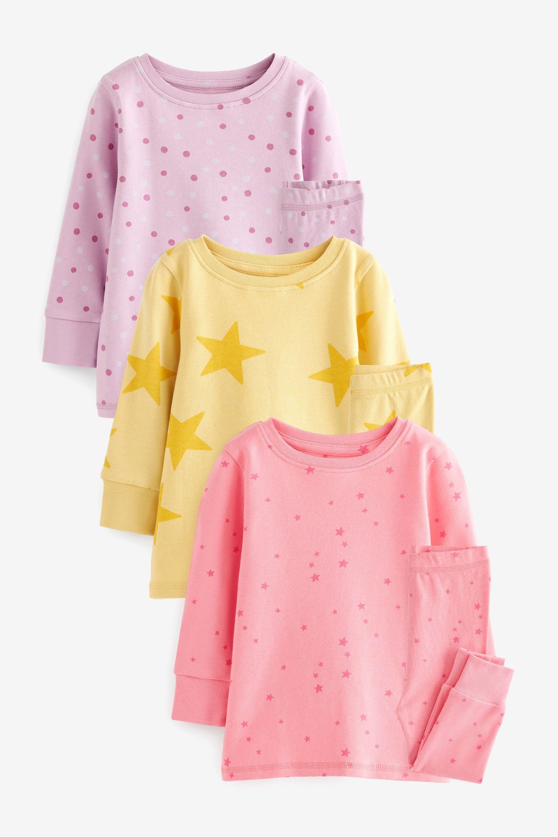 Pink/Purple Star 3 pack snuggle pyjama (9mths-8yrs)