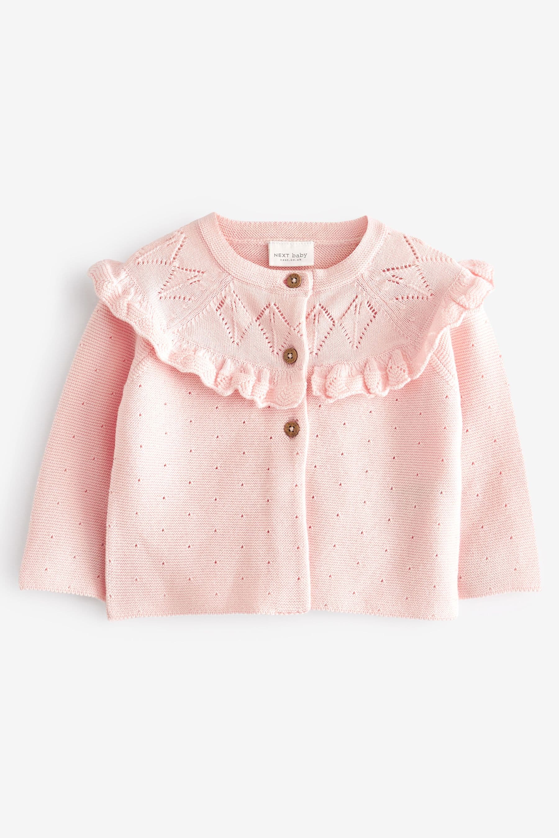 Pink Pointelle Baby Cardigan (0mths-2yrs)