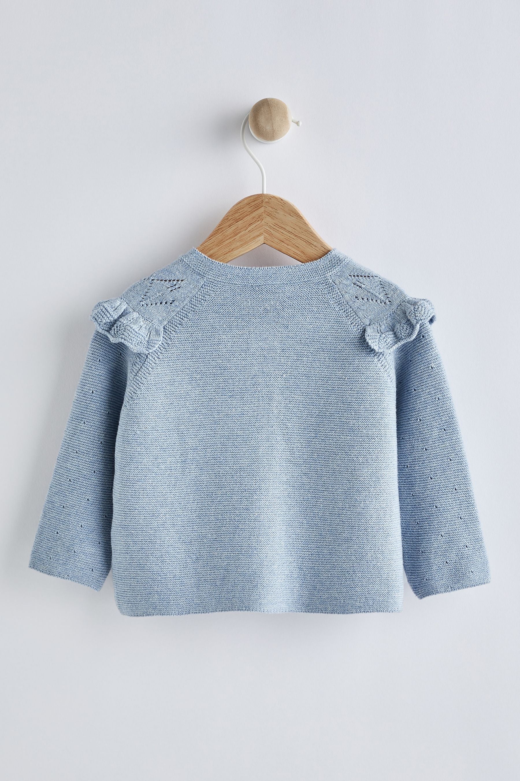 Blue Pointelle Baby Cardigan (0mths-2yrs)