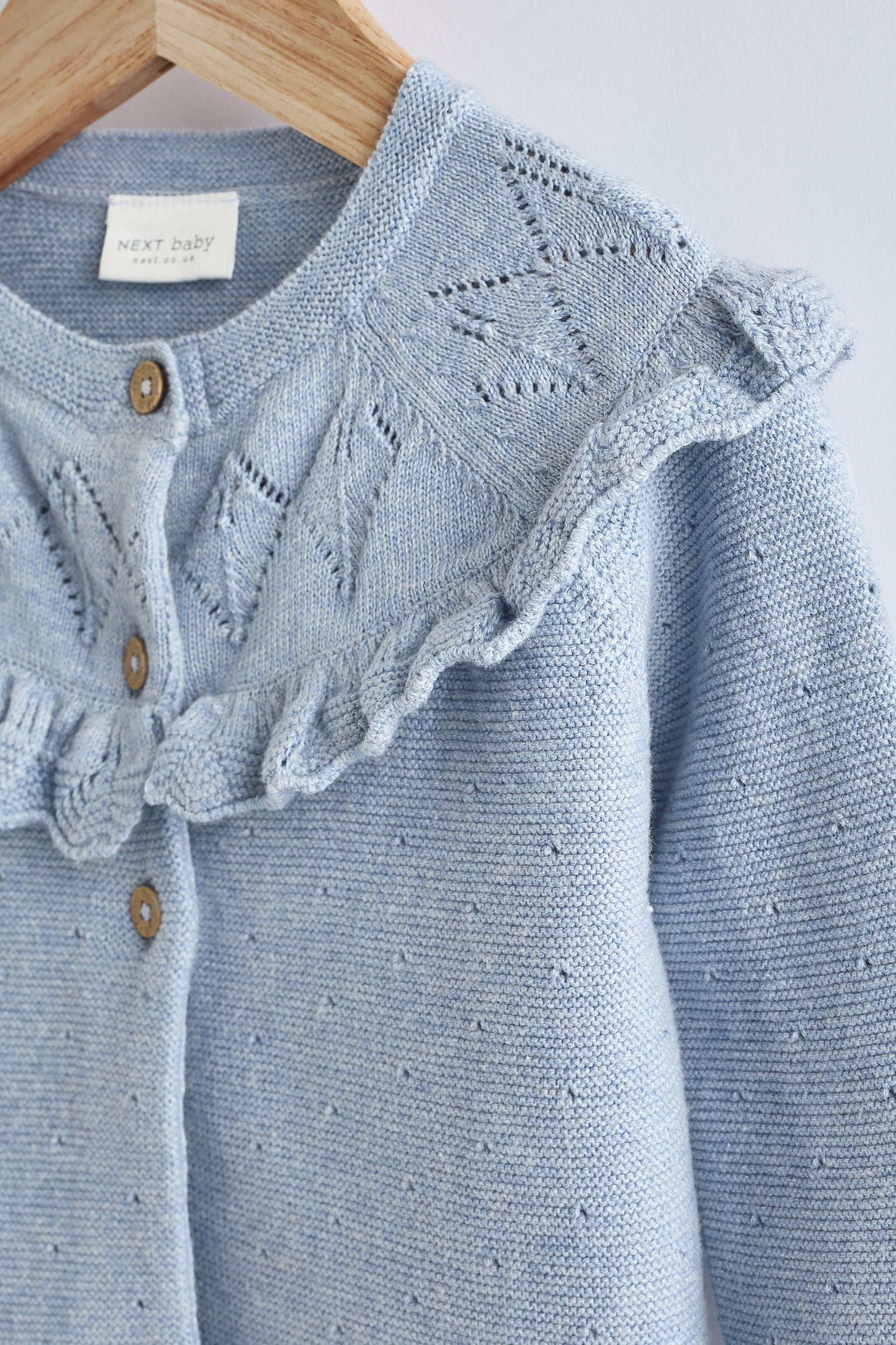 Blue Pointelle Baby Cardigan (0mths-2yrs)