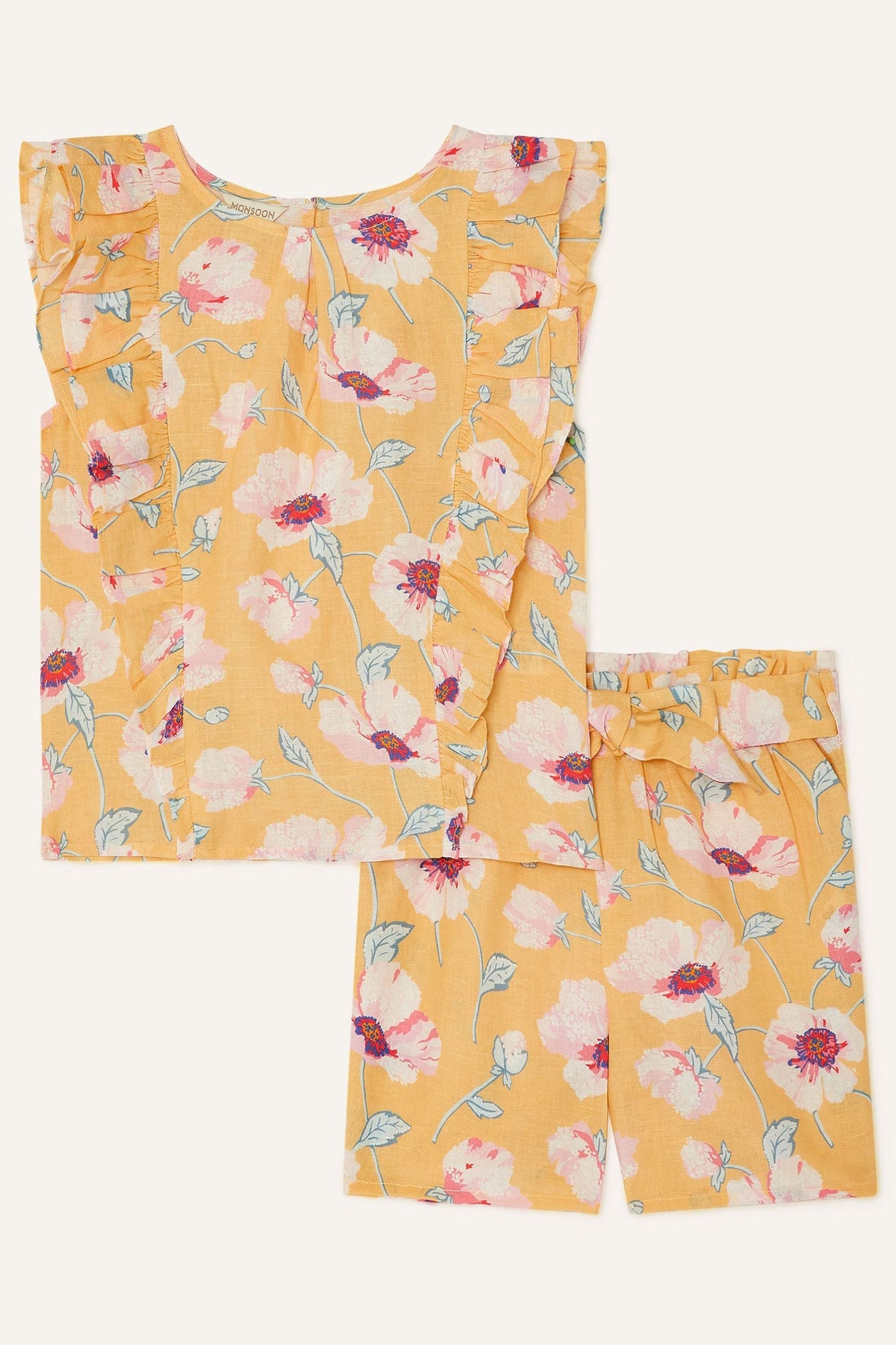 Yellow Monsoon Yellow Large Flower Top and Shorts Set