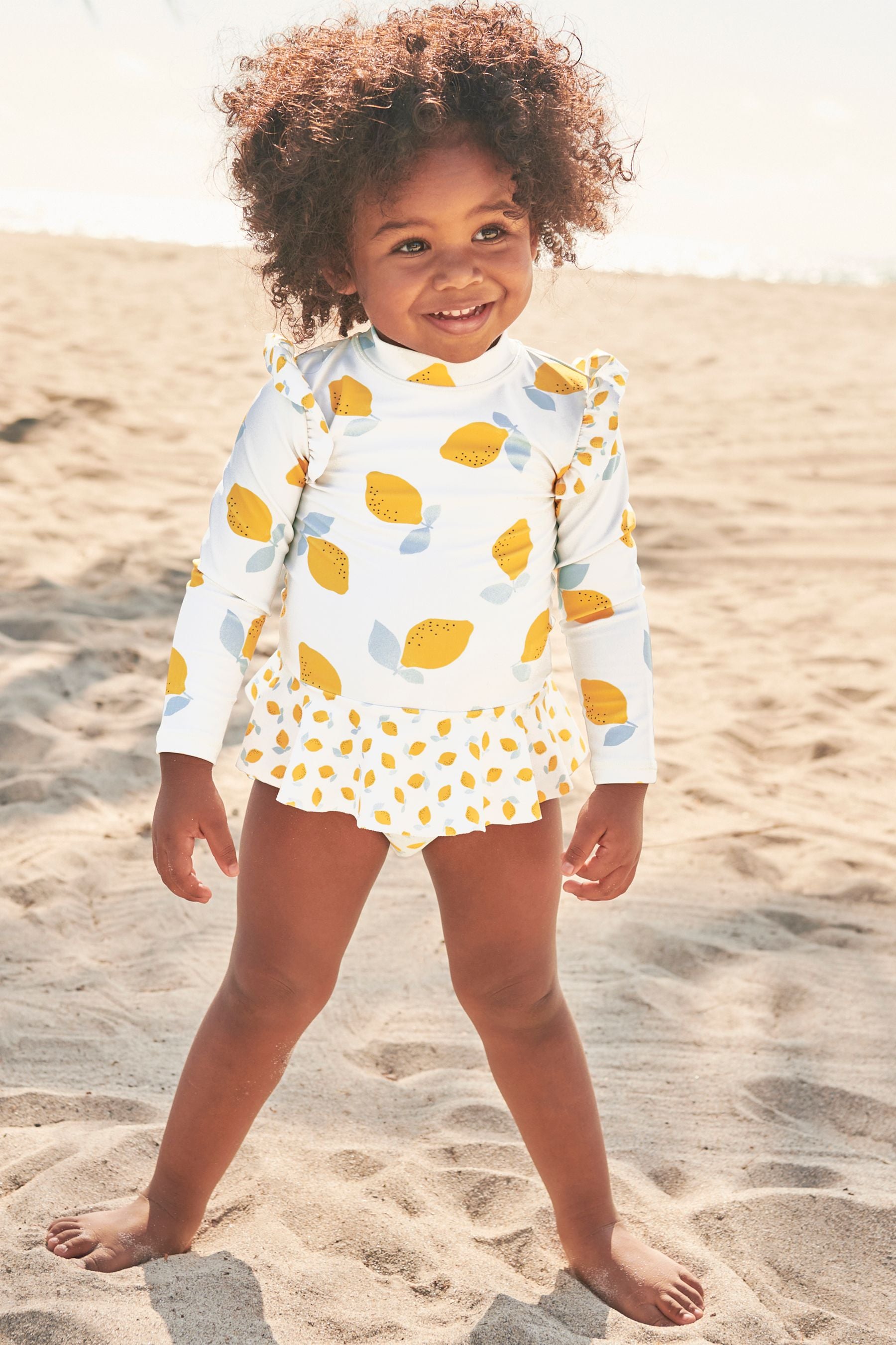 White/Lemon 2 Piece Sunsafe Swim Suit (3mths-7yrs)