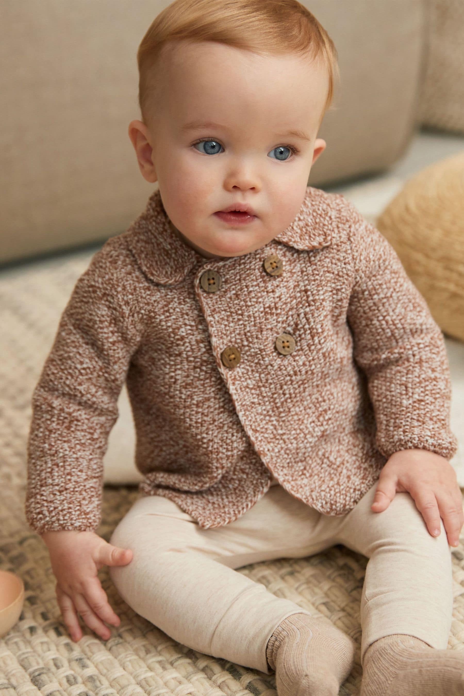 Rust Brown Twisted Knit Baby Cardigan (0mths-2yrs)