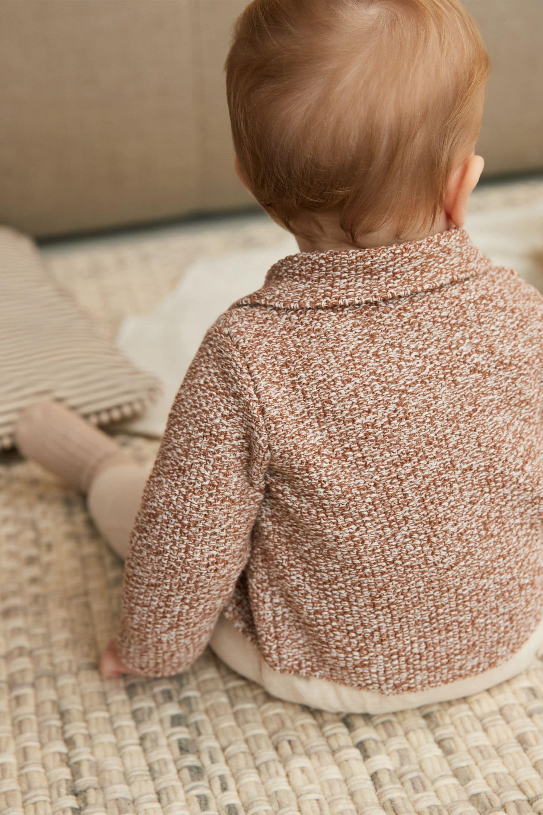 Rust Brown Twisted Knit Baby Cardigan (0mths-2yrs)