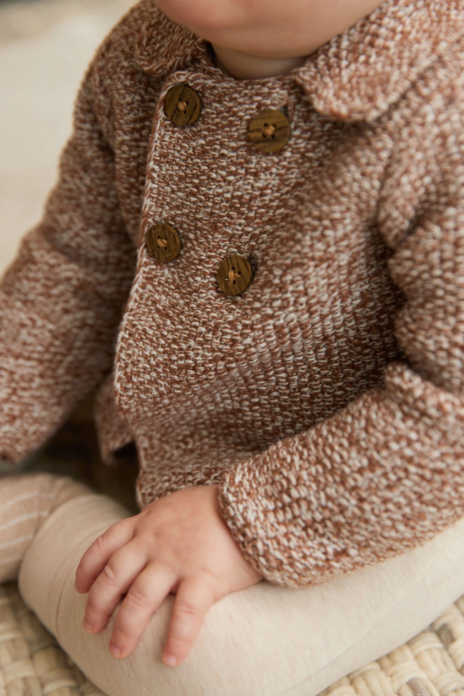 Rust Brown Twisted Knit Baby Cardigan (0mths-2yrs)