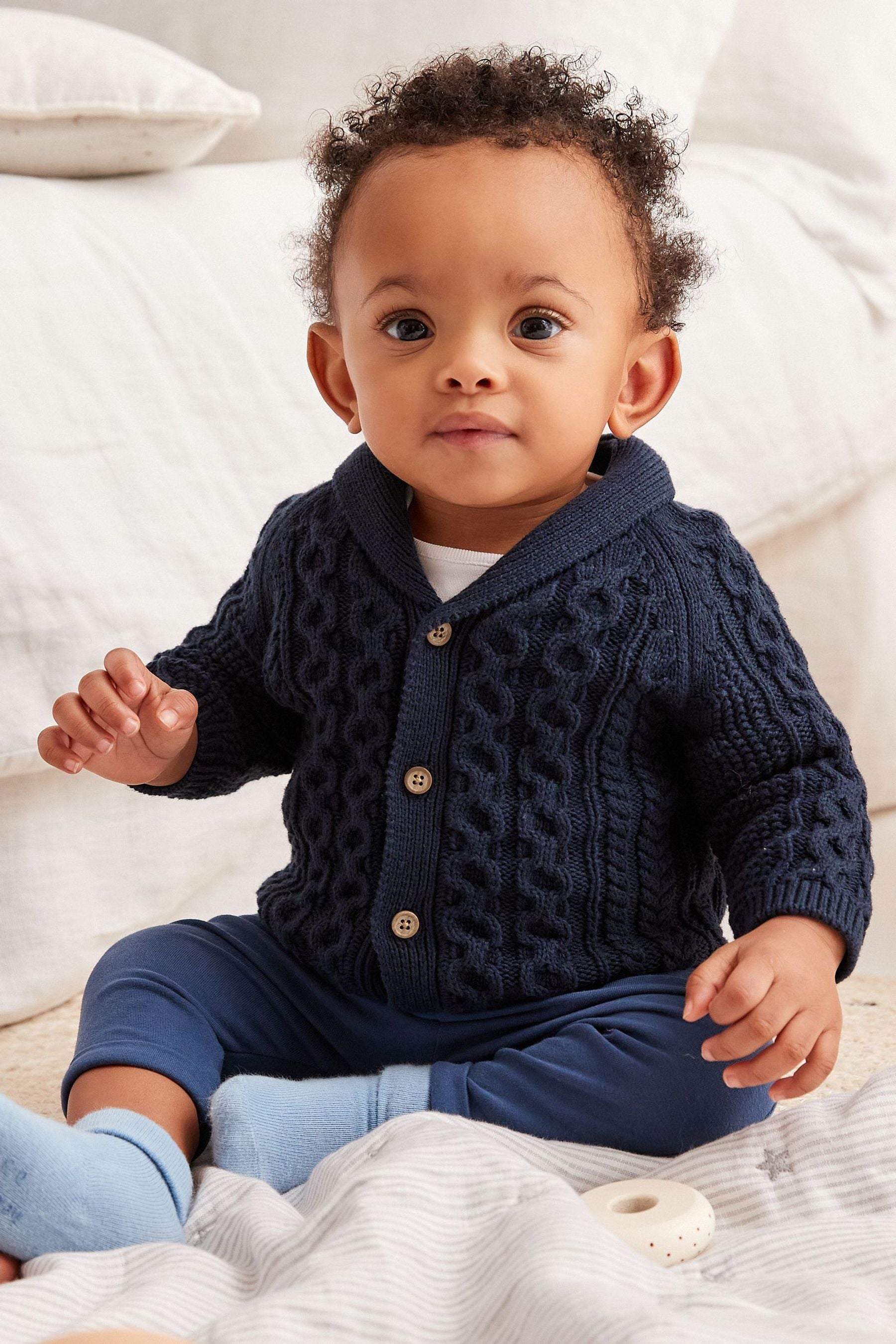 Blue Baby Shawl Cardigan (0mths-2yrs)